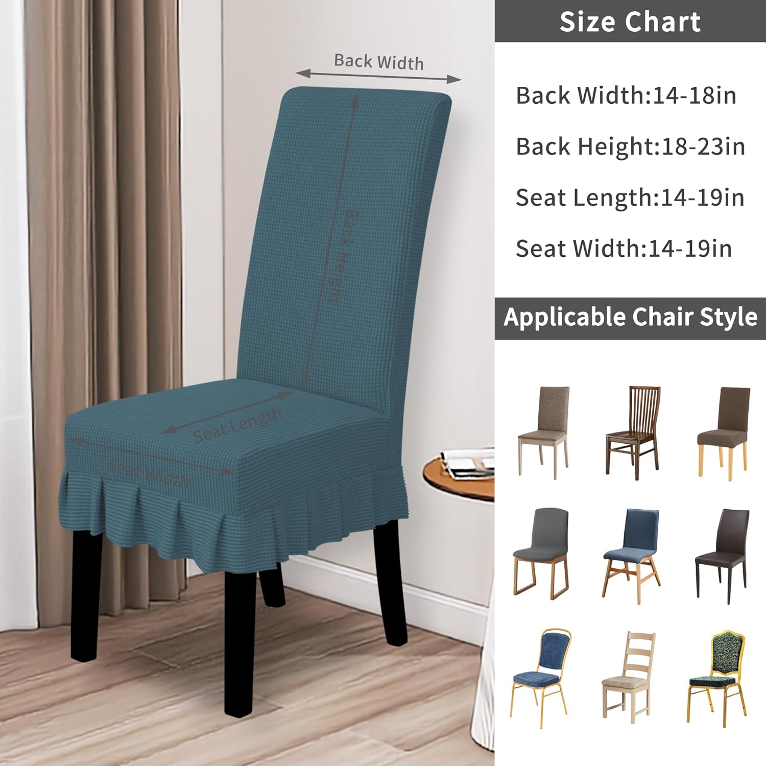 Easy-Going Dining Chair Covers Stretch Parsons Chair Slipcover with Skirt Chair Covers for Dining Room Restaurant Banquet (2 PCS, Light Gray)