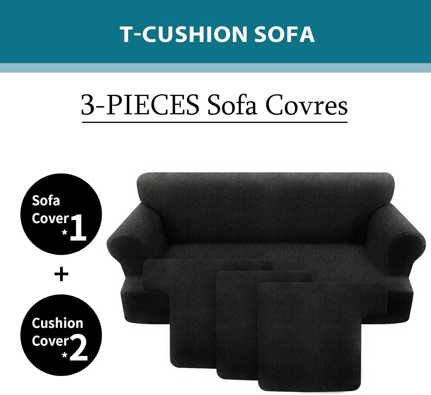 2 Pieces T Cushion Chair Covers