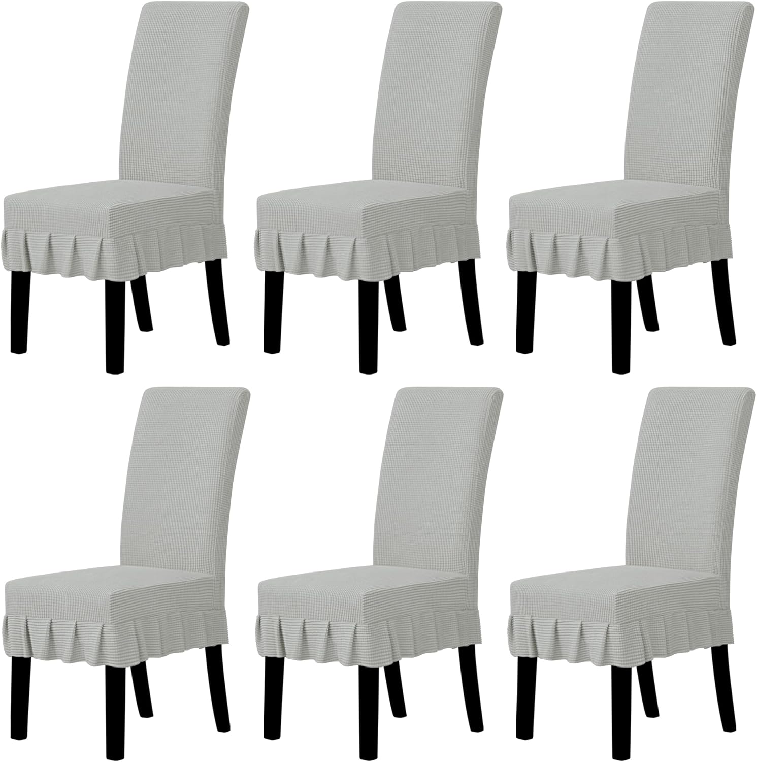 Easy-Going Dining Chair Covers Stretch Parsons Chair Slipcover with Skirt Chair Covers for Dining Room Restaurant Banquet (2 PCS, Light Gray)