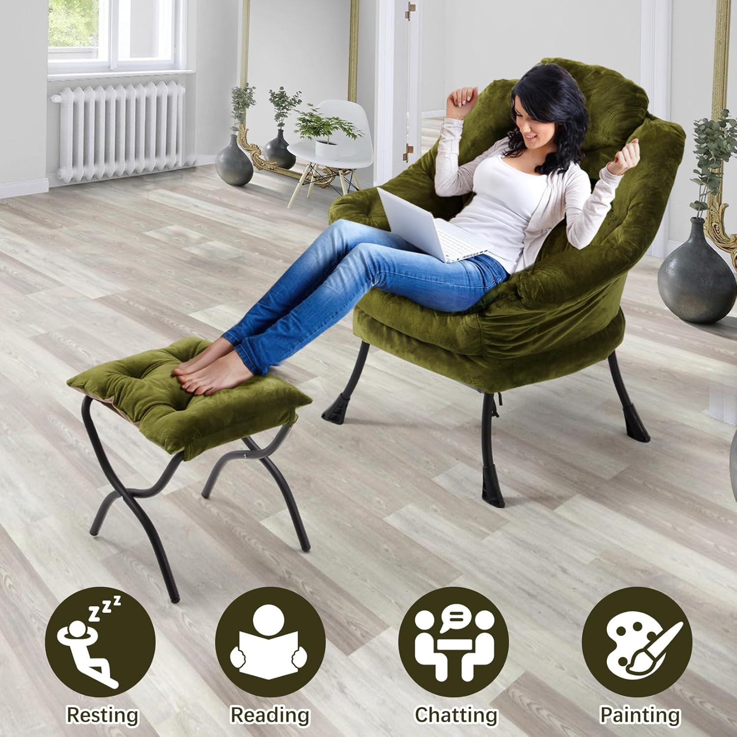 Lazy Chair with Folding Ottoman