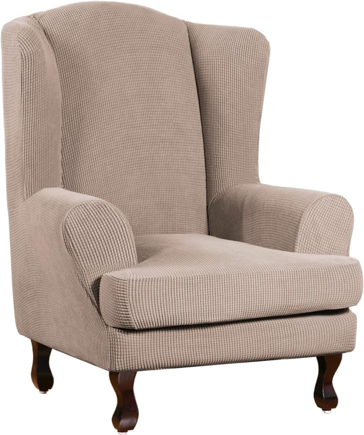 Turquoize 2 Piece Chair Covers for Living Room Armchair Cover Armchair Slipcovers with Arms Feature Thick Jacquard Fabric (Chair,Biscotti Beige)