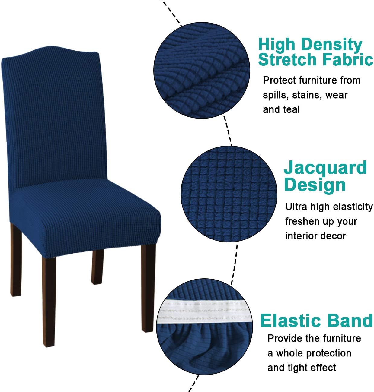 Turquoize Dining Chair Covers - Stretch, Removable, Set of 2 - Parson Dining Chair Protector Covers for Home, Hotel, Ceremony (2, Biscotti Beige)