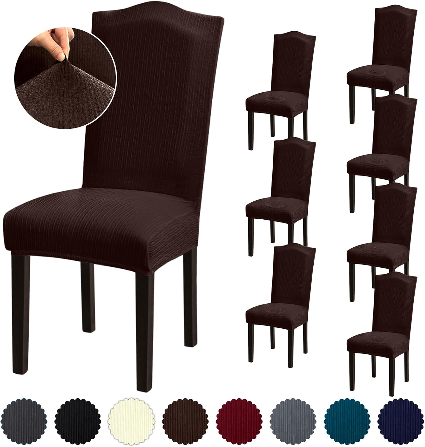 Stretch Dining Room Chair Covers Set of 6, Removable Washable Chair Covers for Dining Chairs,Dining Room, Hotel, Ceremony