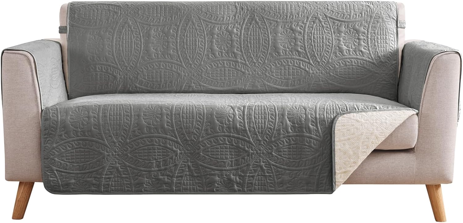 Beige Quilted Recliner Covers, Water-Repellent Recliner Slipcovers, Lazy Boy Chair Covers, Pet Friendly Recliner Cover for Dogs Cats, Washable Furniture Protector (Recliner 22", Beige Cream)