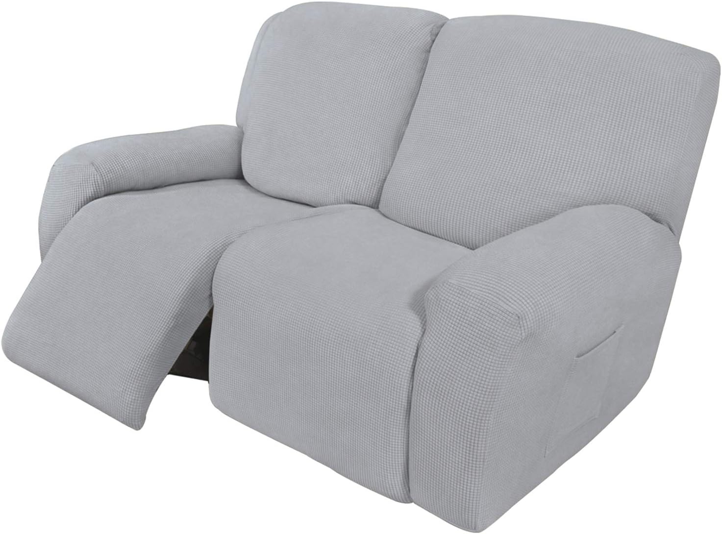 Easy-Going Recliner Stretch Sofa Slipcover Sofa Cover 4-Pieces Furniture Protector Couch Soft with Elastic Bottom, Spandex Jacquard Fabric Small Checks(Recliner,Dark Gray)