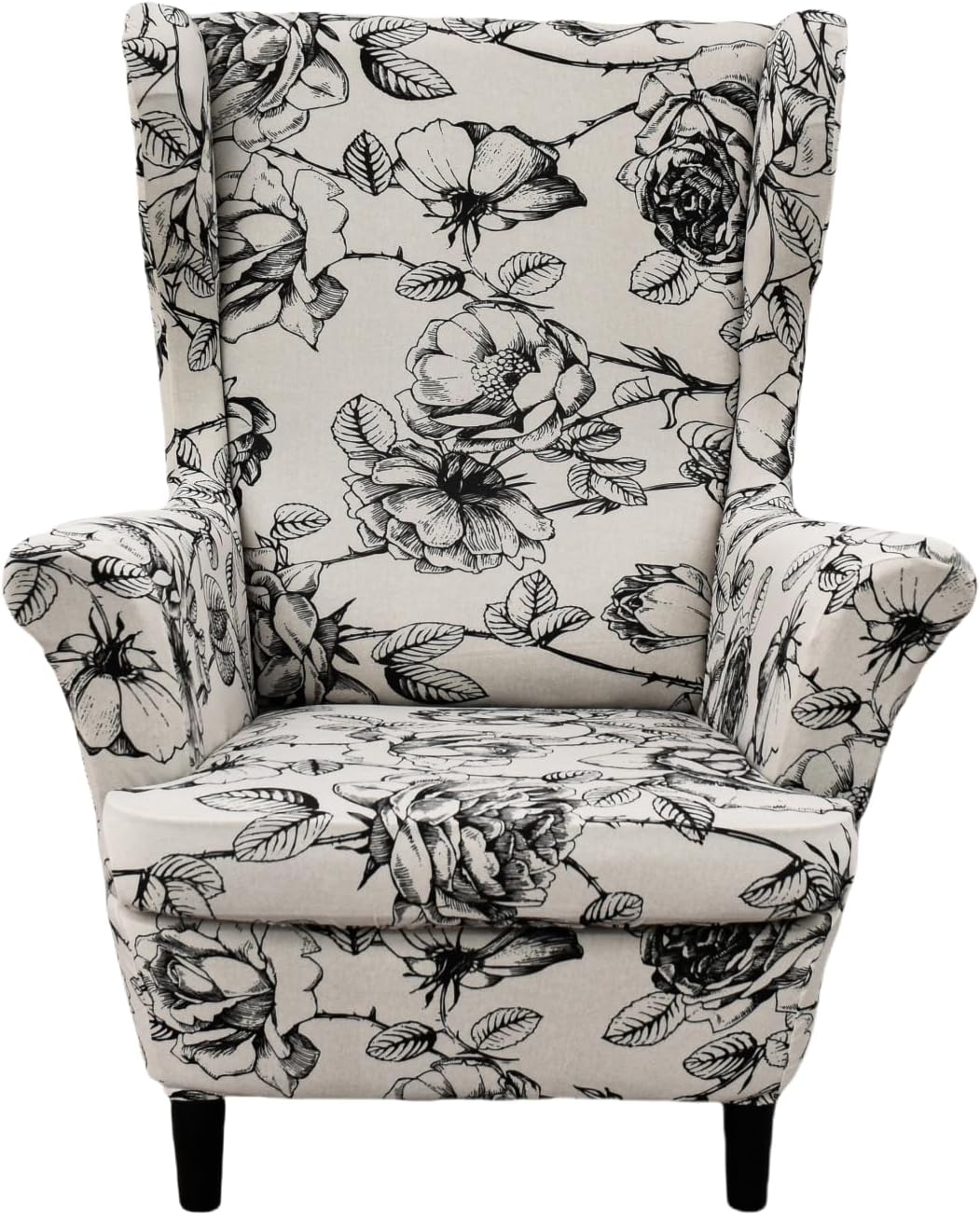 Wing Chair Slipcovers 2 Pieces Stretch Spandex Wingback Chair Covers Sofa Slipcover Printing Wingback Armchair Slipcovers Furniture Protector Couch Soft with Elastic Bottom for Wingback Chairs,12