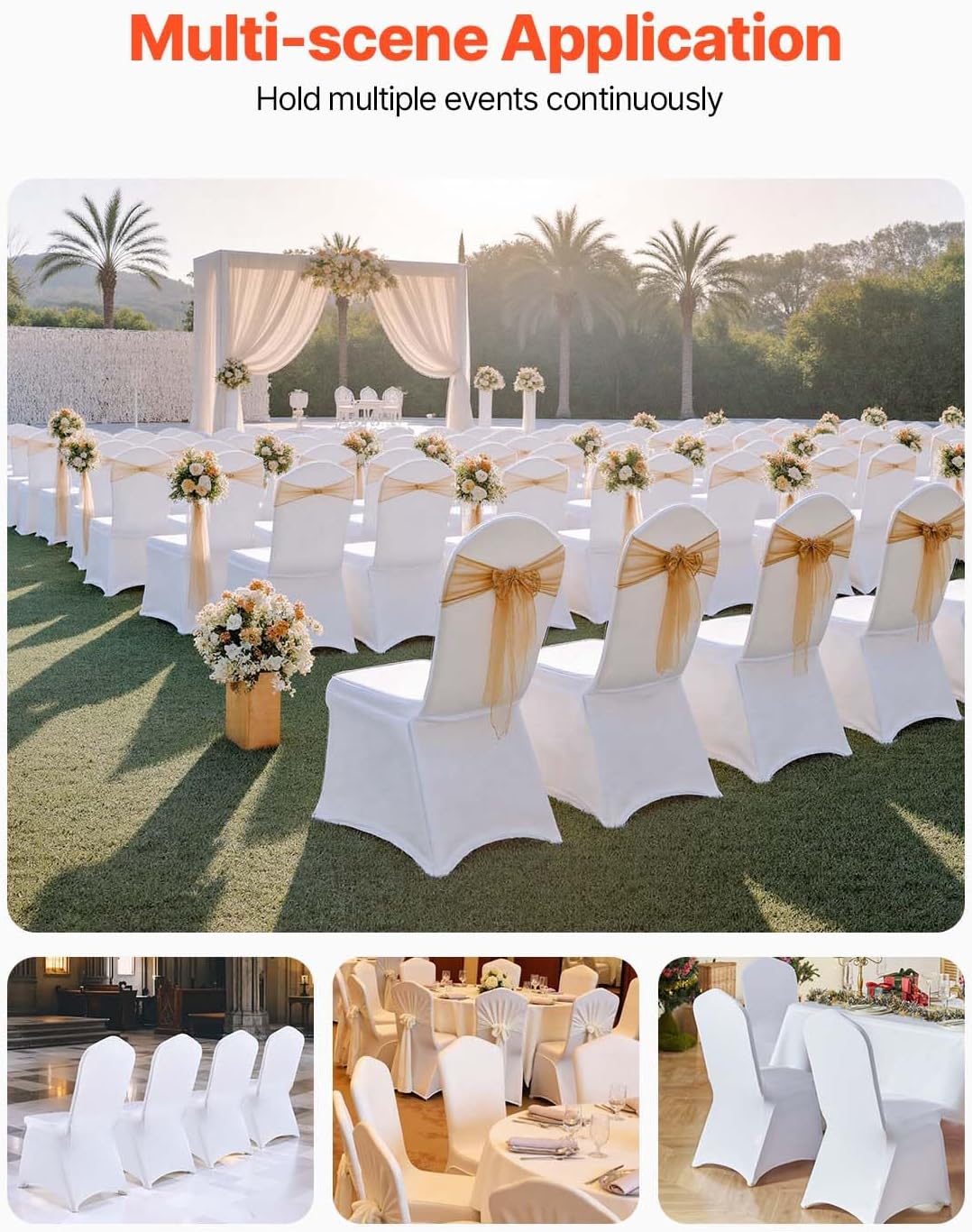 30 PCS White Folding Chair Covers