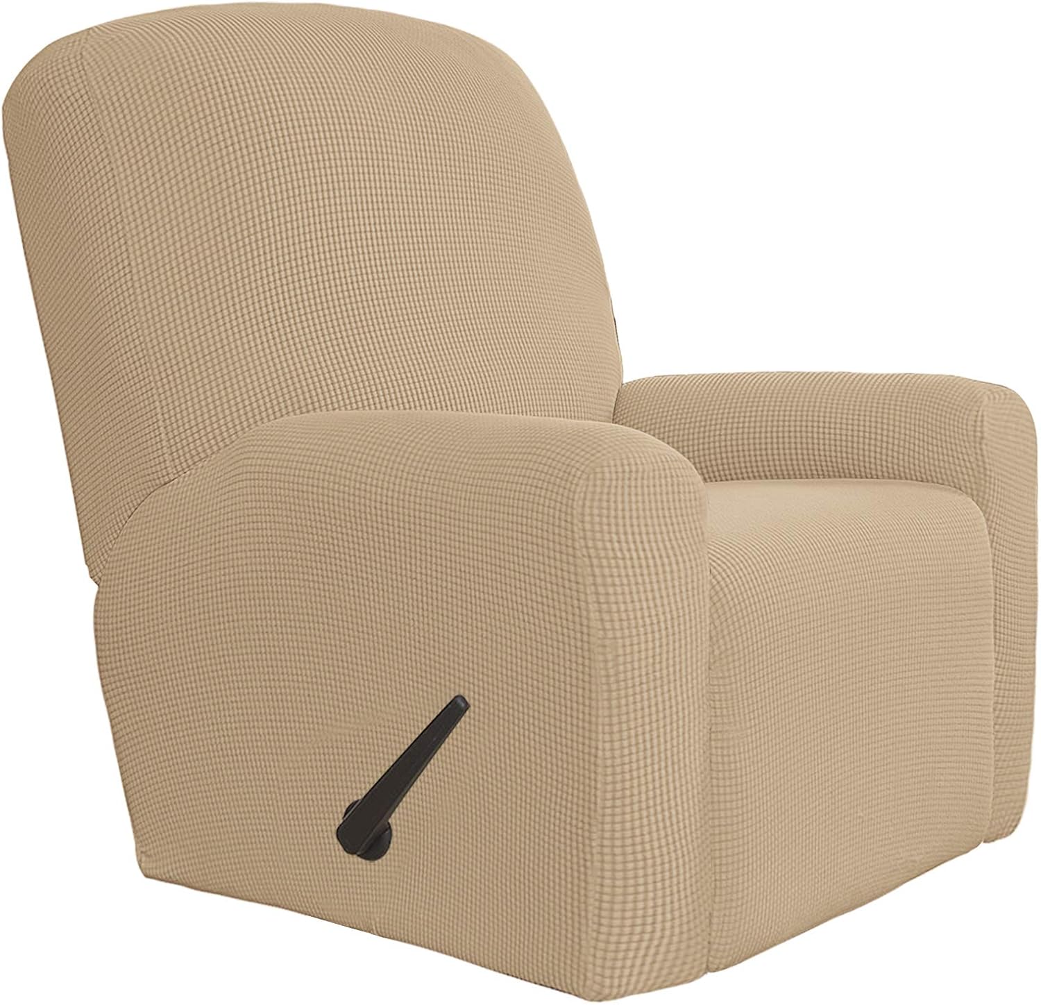 Easy-Going Recliner Stretch Sofa Slipcover Sofa Cover 4-Pieces Furniture Protector Couch Soft with Elastic Bottom, Spandex Jacquard Fabric Small Checks(Recliner,Dark Gray)