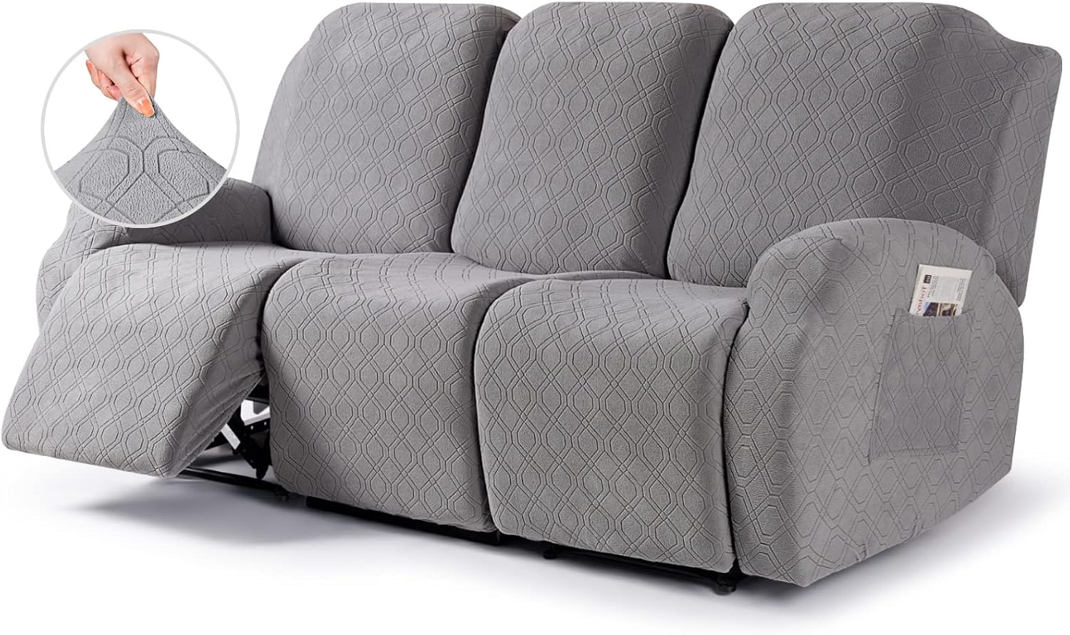 VANSOFY Recliner Chair Cover, 3-Pieces Stretch Recliner Covers for Recliner Chair Soft Reclining Chair Slipcover Furniture Protector for Dogs Cats(Dark Gray)