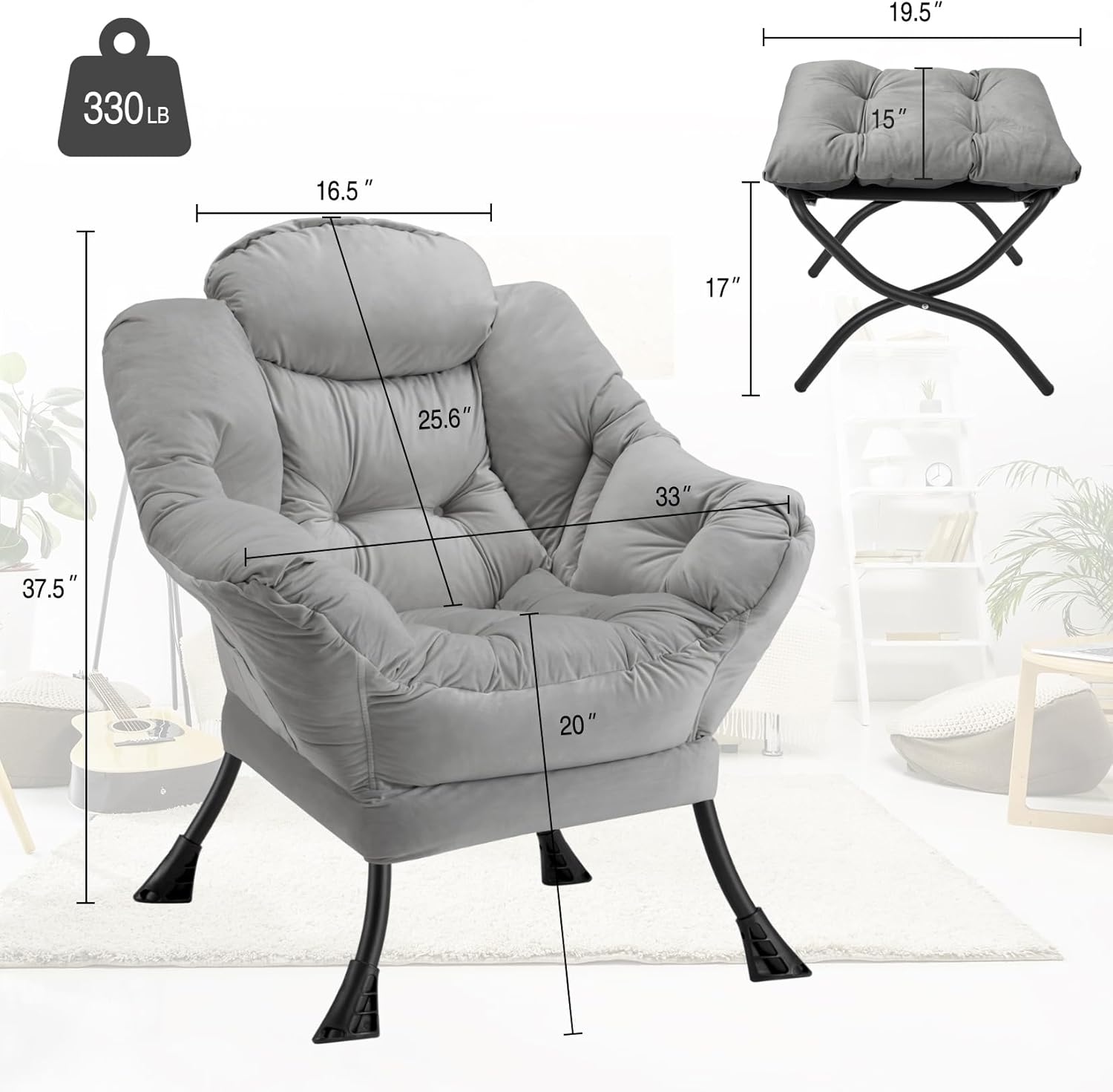 Lazy Chair with Folding Ottoman