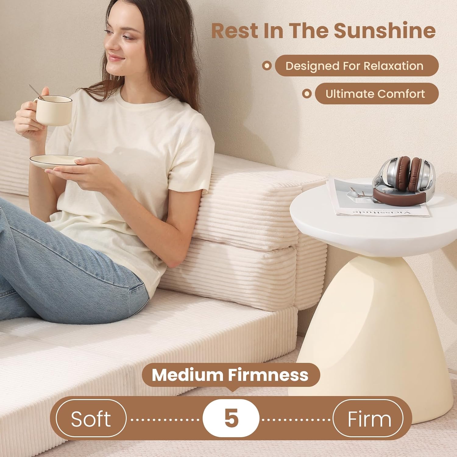 Folding Sofa Bed, Convertible Sleeper Chair with Pilow Foldable Matress, 2 in 1 Pull Out Loveseat Sofa Portable Fold Out Chair Bed Comfy Floor Couch Lounge for Living Room Bedroom