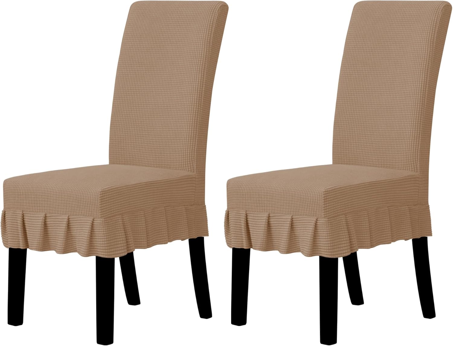 Easy-Going Dining Chair Covers Stretch Parsons Chair Slipcover with Skirt Chair Covers for Dining Room Restaurant Banquet (2 PCS, Light Gray)