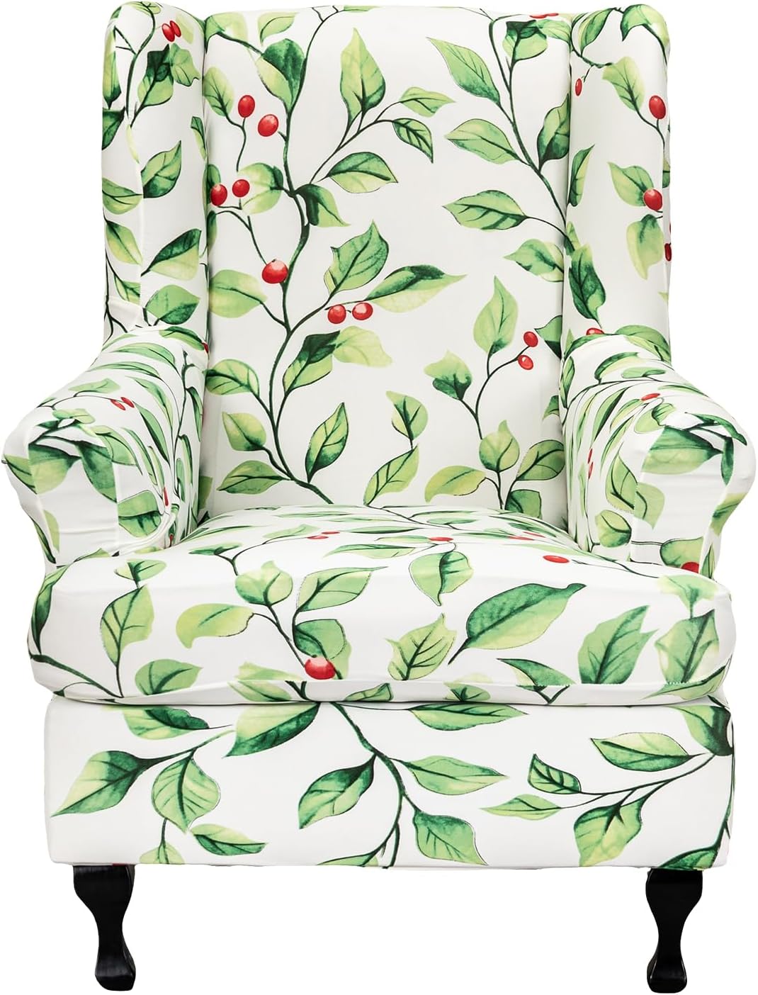 Wing Chair Slipcovers 2 Pieces Stretch Spandex Wingback Chair Covers Sofa Slipcover Printing Wingback Armchair Slipcovers Furniture Protector Couch Soft with Elastic Bottom for Wingback Chairs,12