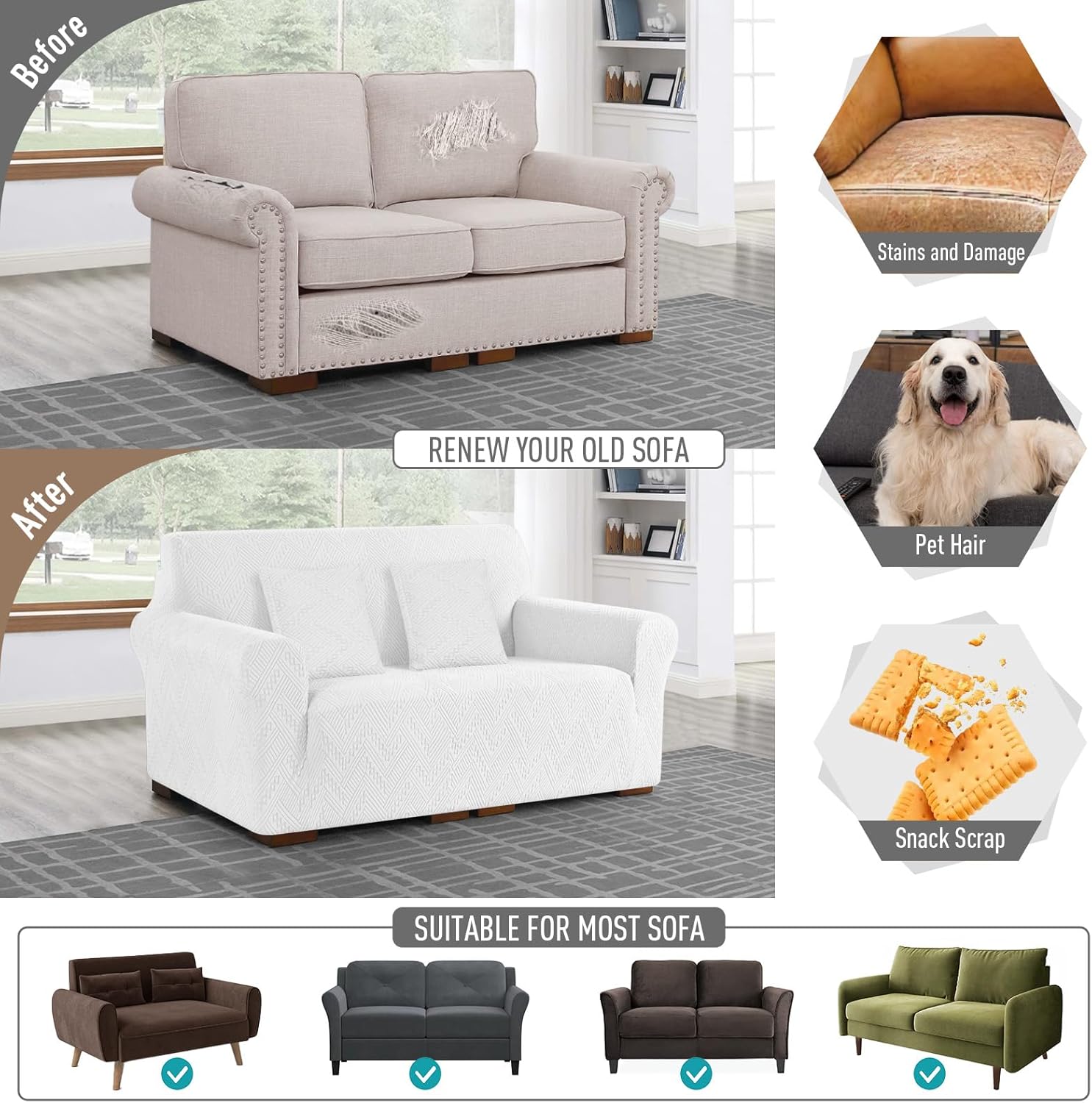 Stretch Sofa Cover 1 Piece Couch Covers