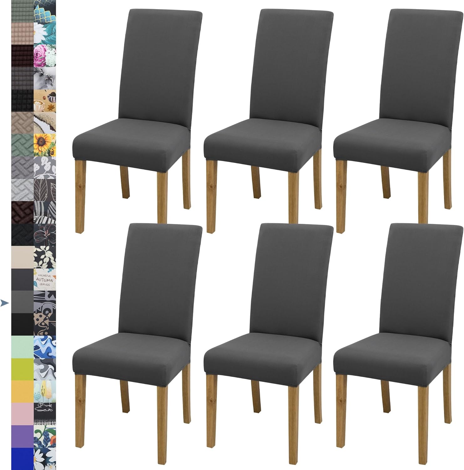 Dining Chair Cover,Dining Room Chair Covers Set of 6,Stretch Kitchen Chair Cover,Washable Dining Chair Cover,Parsons Chair Slipcovers Protective,for Home,Restaurant,Banquet(Gray)