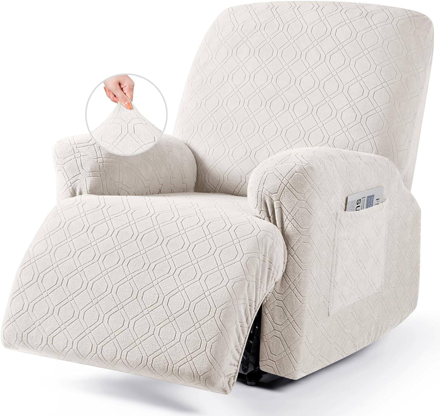 VANSOFY Recliner Chair Cover, 3-Pieces Stretch Recliner Covers for Recliner Chair Soft Reclining Chair Slipcover Furniture Protector for Dogs Cats(Dark Gray)