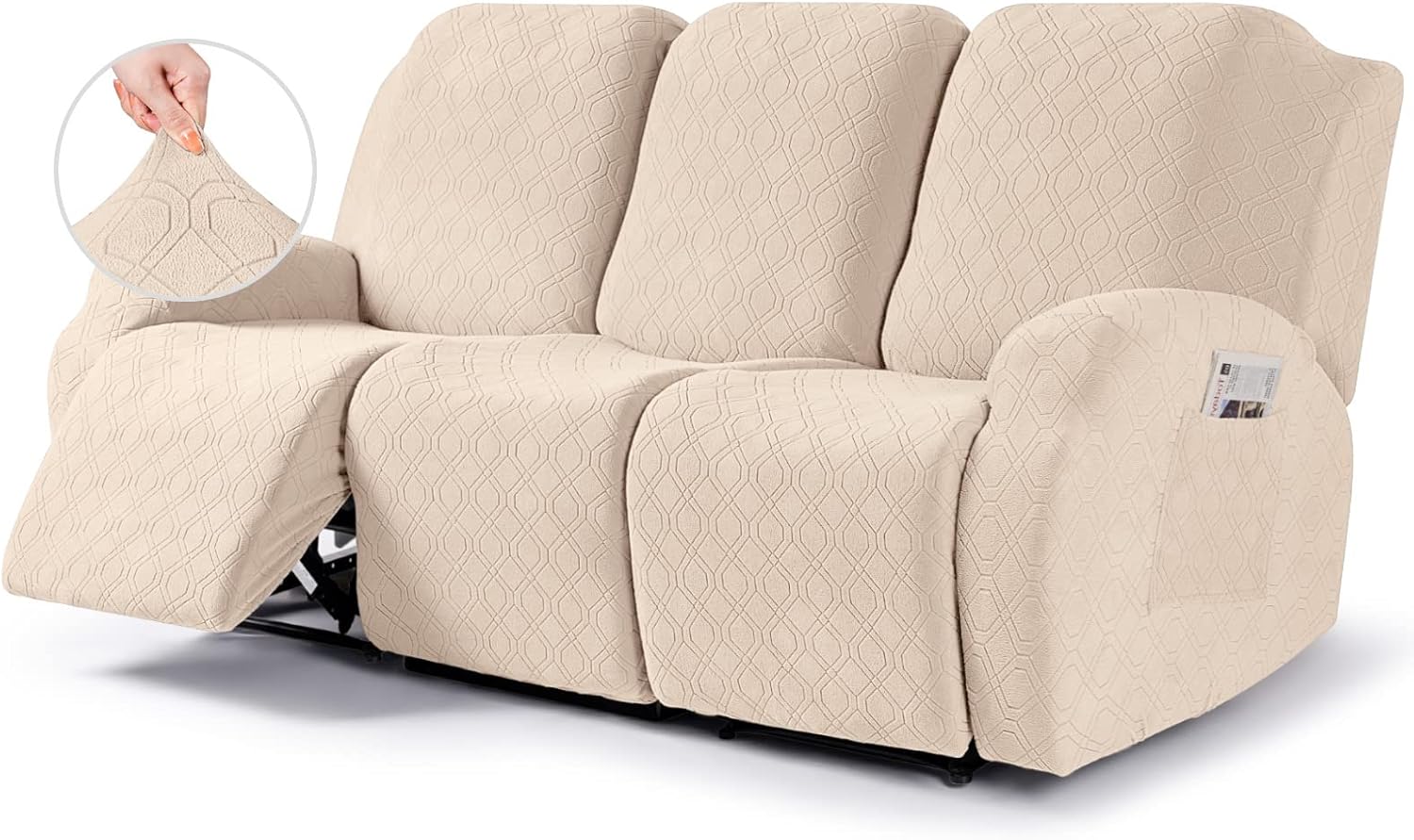 VANSOFY Recliner Chair Cover, 3-Pieces Stretch Recliner Covers for Recliner Chair Soft Reclining Chair Slipcover Furniture Protector for Dogs Cats(Dark Gray)