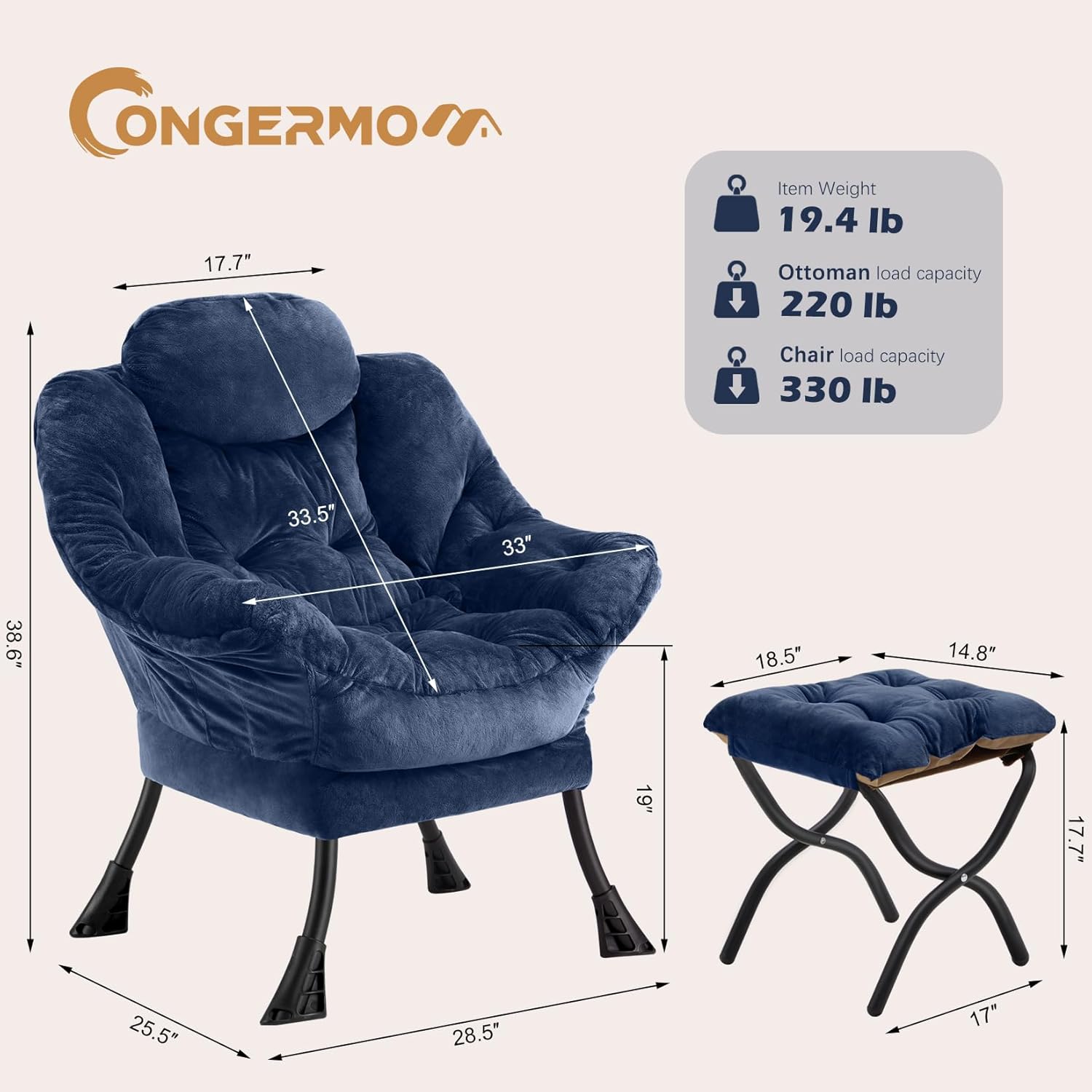 Lazy Chair with Folding Ottoman