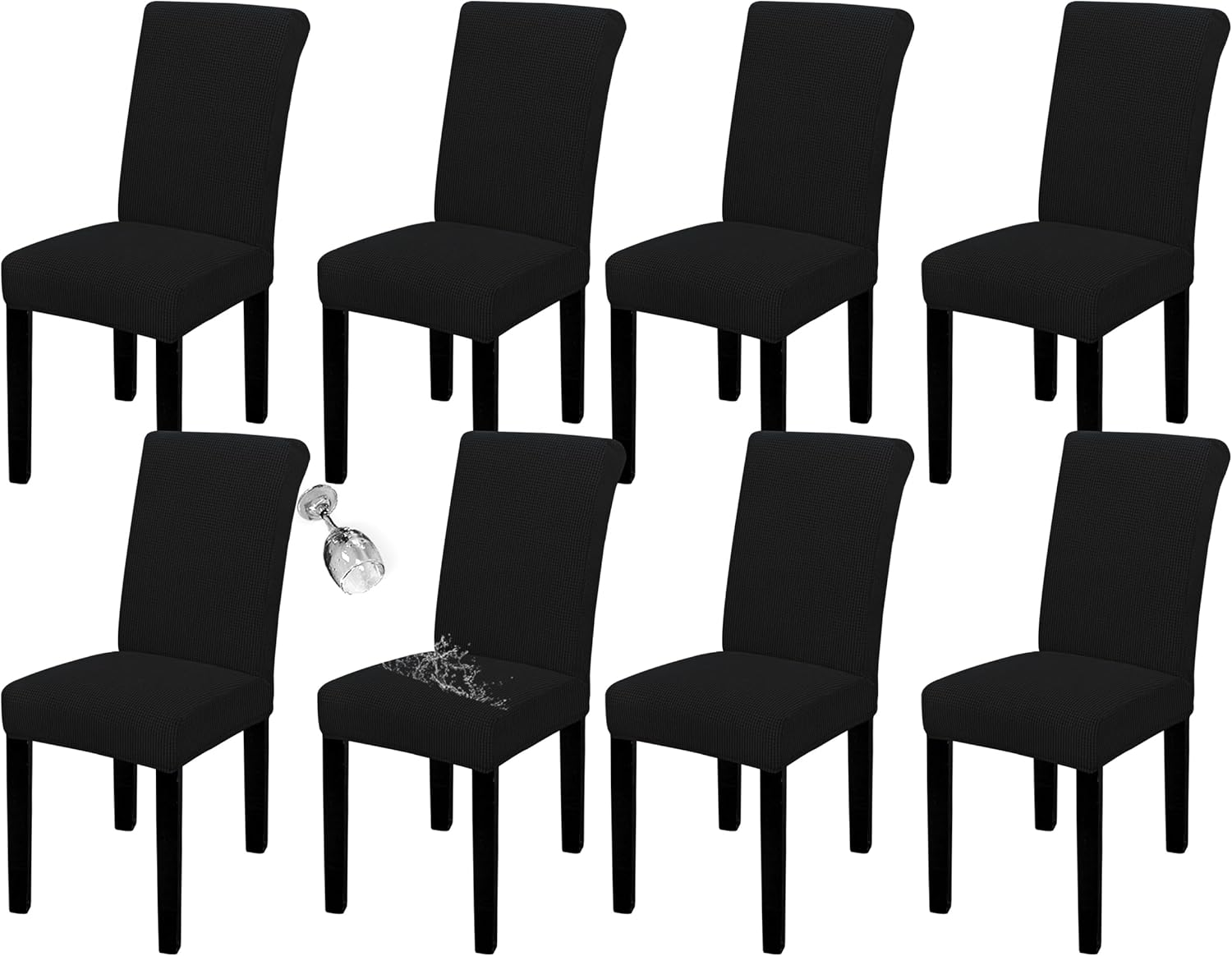 Easy-Going 100% Waterproof Dining Room Chair Cover Set of 6, Stretch Jacquard Parson Chair Slipcover Removable Washable Chair Protector for Home, Restaurant, Banquet (Large, Light Gray)