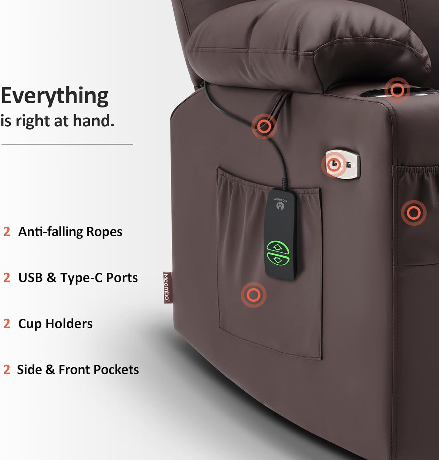 Electric Power Lift Recliner Chair Sofa with Massage and Heat