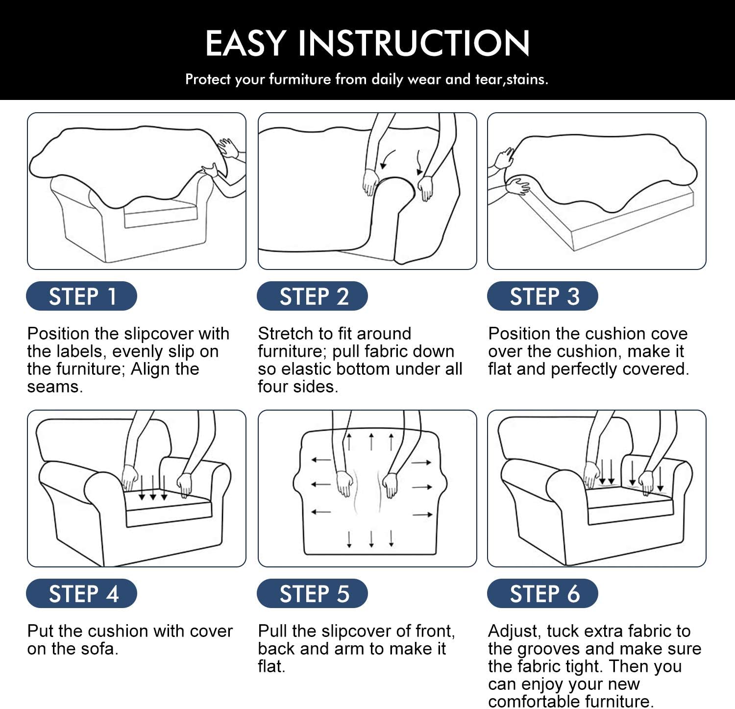 hyha Couch Covers, Chair/Sofa Covers, Floral Pattern, Stretch, Printed, 2 Pieces, Armchair Slipcover, Separate Couch Cushion Slipcover, Furniture Protector for Dogs(Armchair, Paisley Floral)