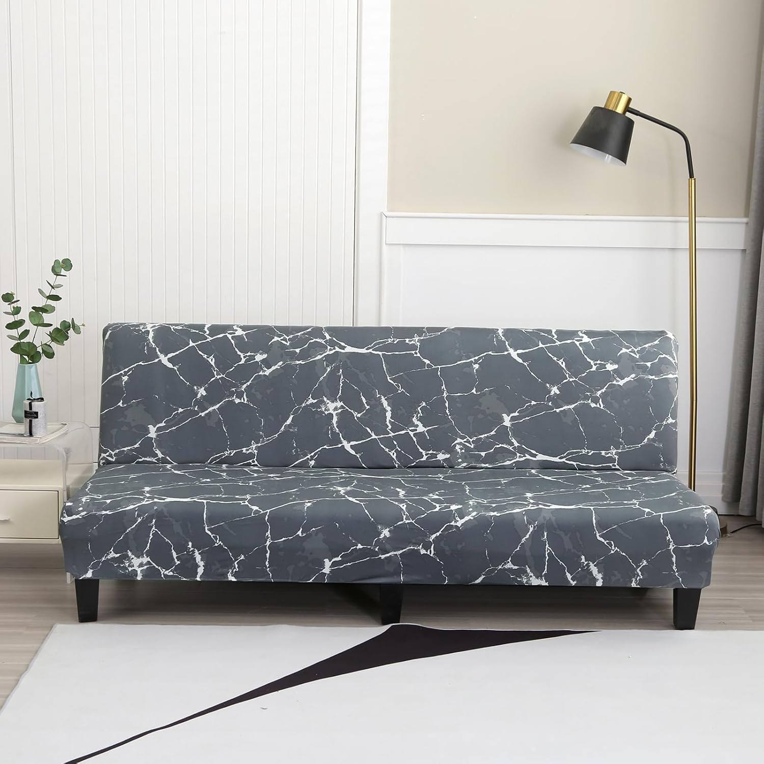 Linen Blue Armless Sofa Bed Cover