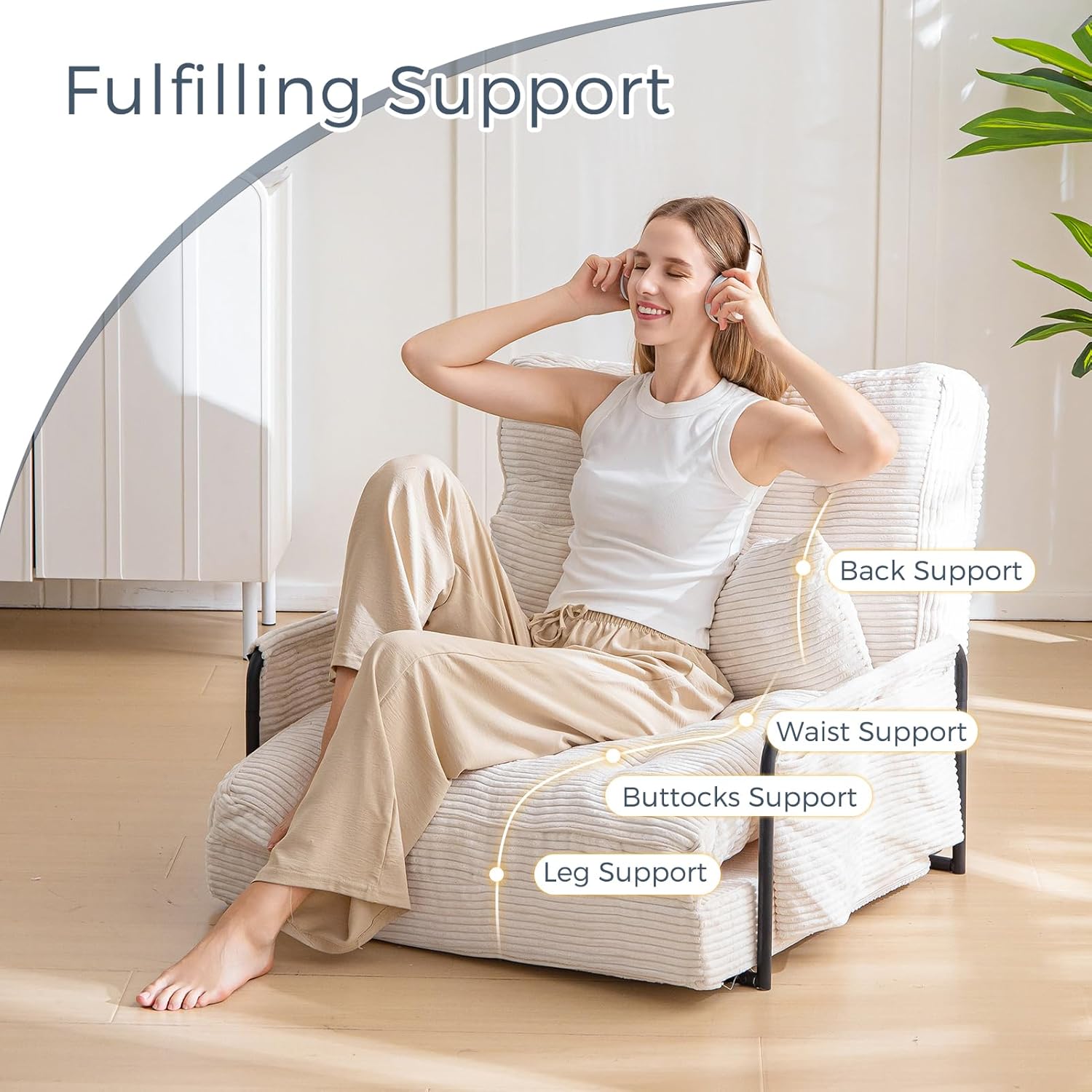 Adjustable Floor Sofa Couch with Pillow