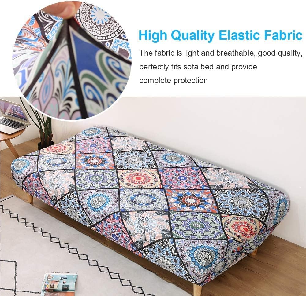 Linen Blue Armless Sofa Bed Cover