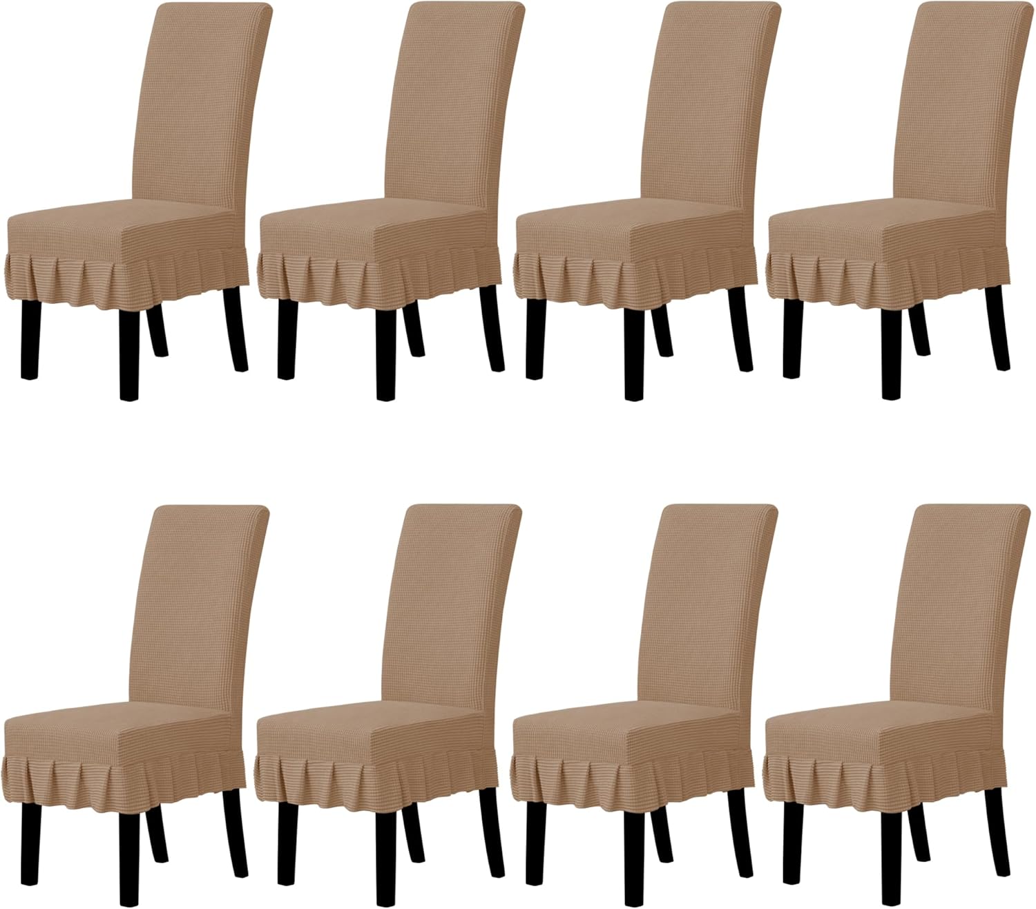 Easy-Going Dining Chair Covers Stretch Parsons Chair Slipcover with Skirt Chair Covers for Dining Room Restaurant Banquet (2 PCS, Light Gray)