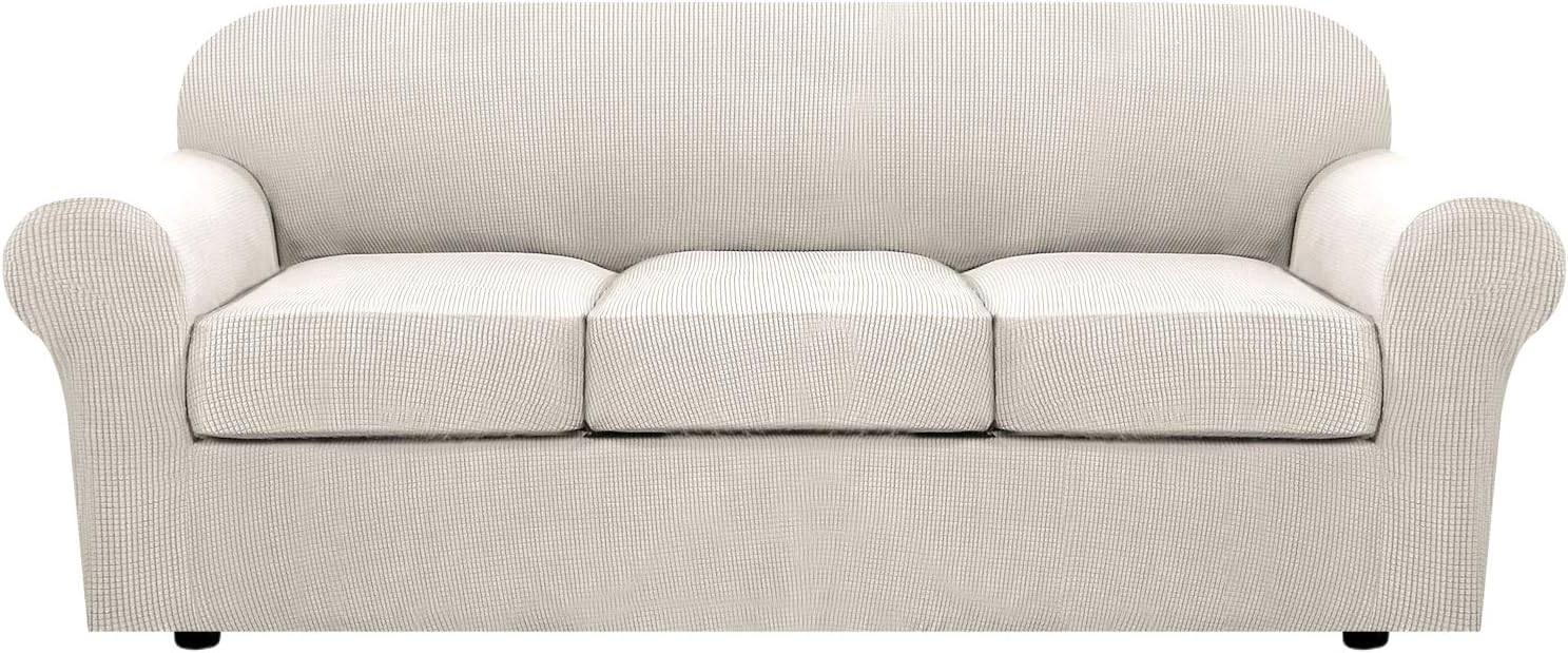 4 Piece Stretch Couch Covers for 3 Cushion Couch Sofa