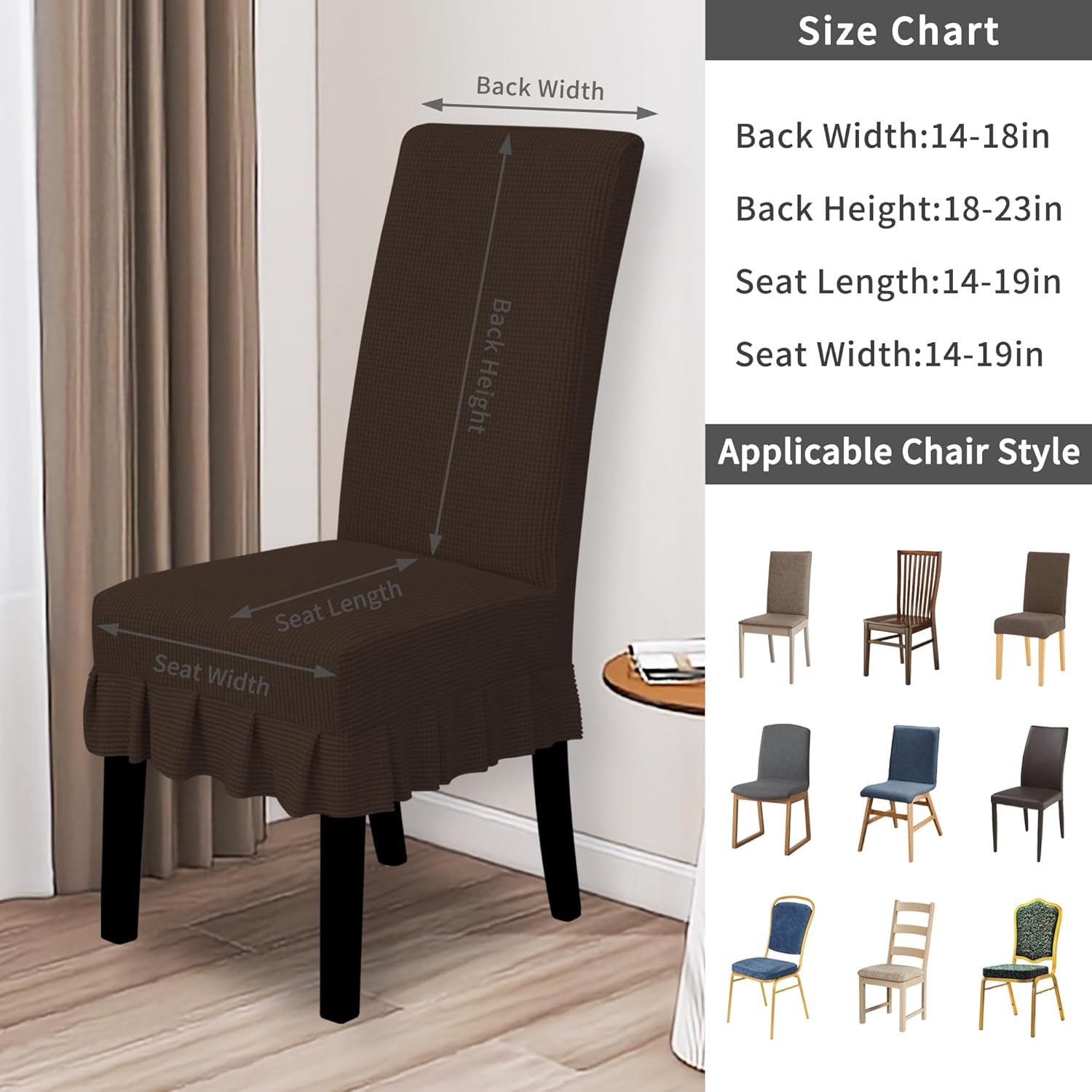 Easy-Going Dining Chair Covers Stretch Parsons Chair Slipcover with Skirt Chair Covers for Dining Room Restaurant Banquet (2 PCS, Light Gray)