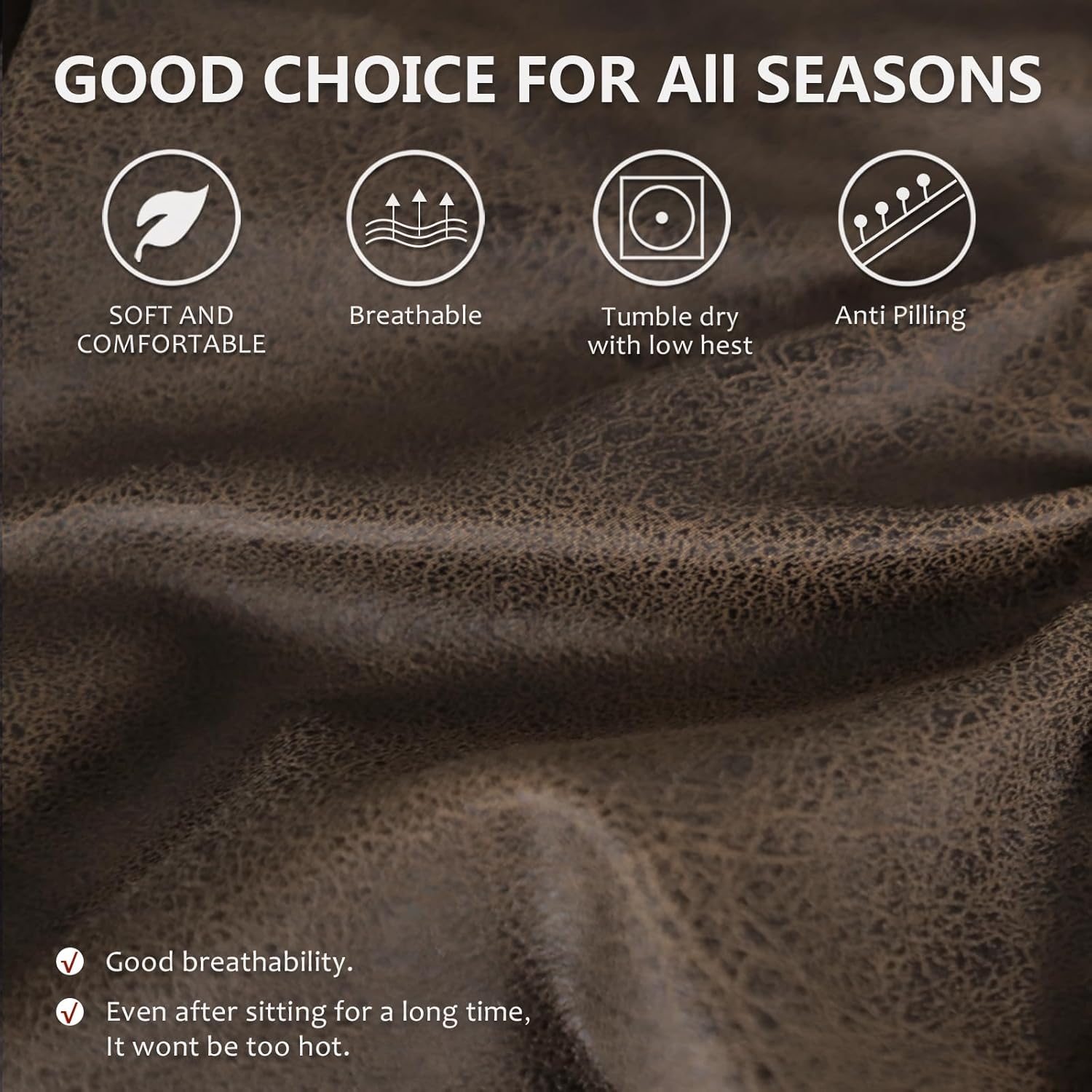 Leather Like Recliner Chair Covers Heavy Duty, 4 Pieces Lazy Boy Recliner Cover for Recliner Chair, Leather Cover for Recliner slipcovers Washable for Pets (Dark Brown)