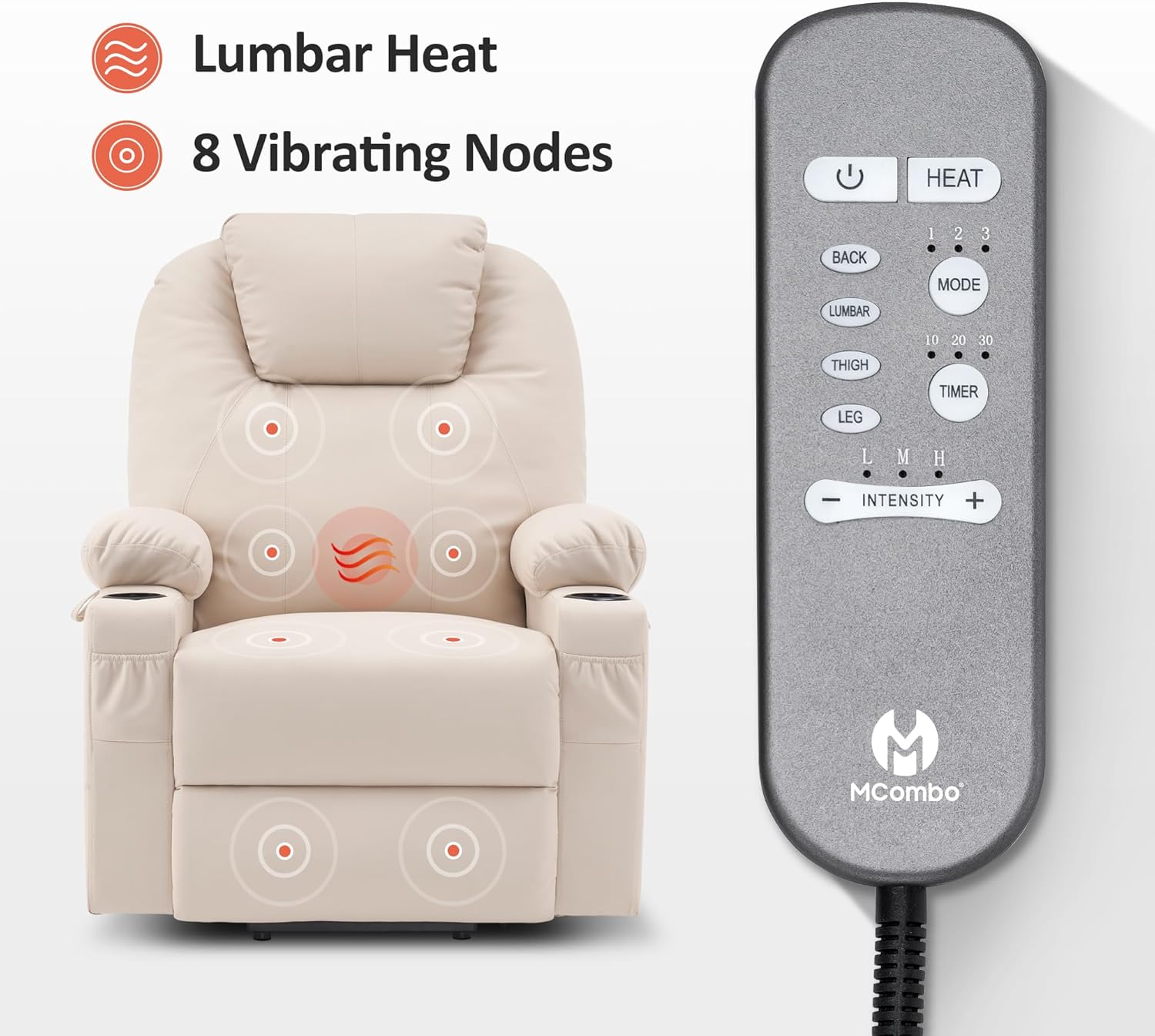 Electric Power Lift Recliner Chair Sofa with Massage and Heat