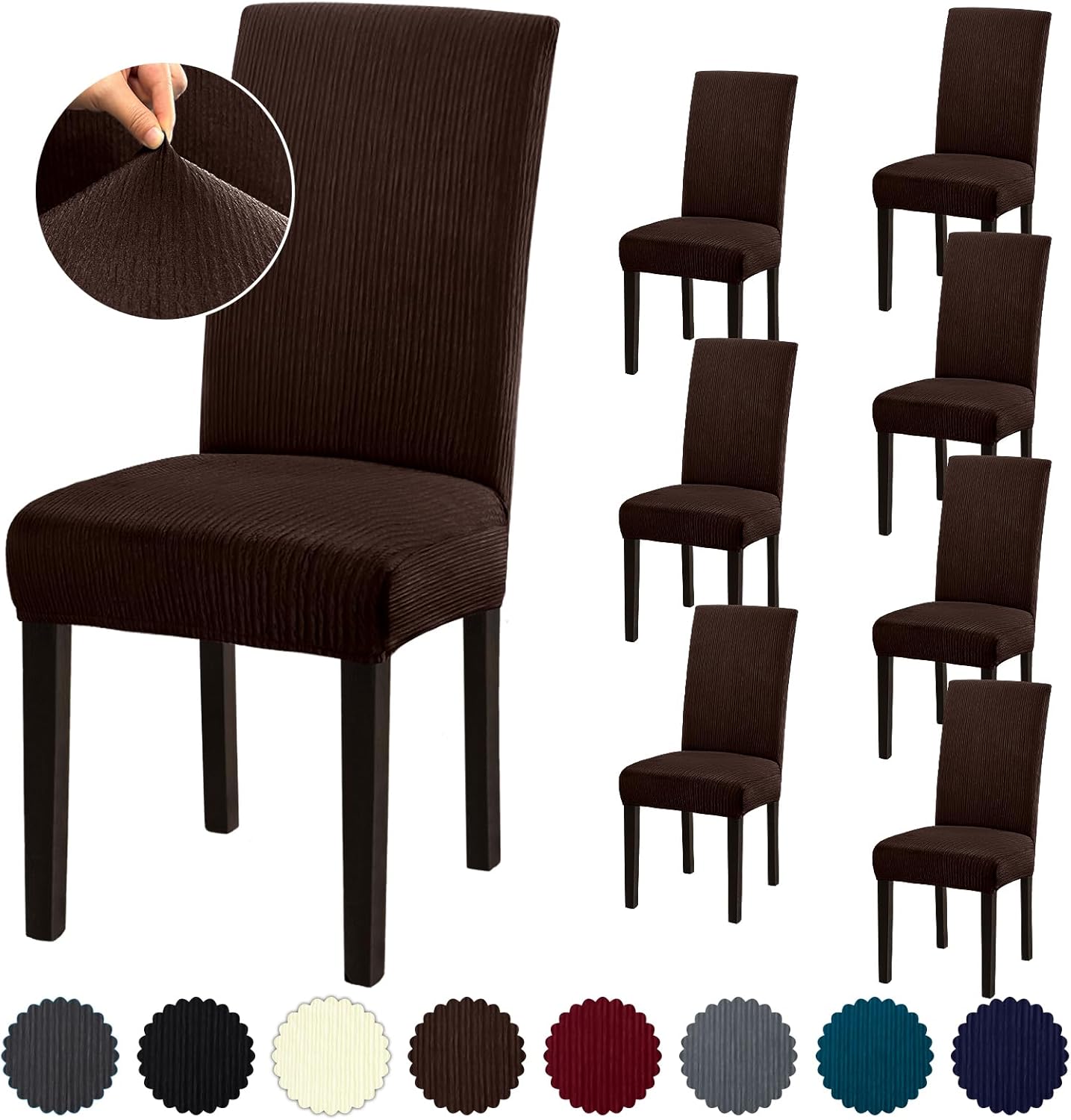 Stretch Dining Room Chair Covers Set of 6, Removable Washable Chair Covers for Dining Chairs,Dining Room, Hotel, Ceremony