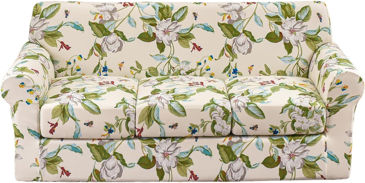 KRFOONN 2 Piece Chair Covers Printed Sofa Covers Couch Covers Washable Armchair Sofa Couch Slipcover Furniture Protector with Elastic Bottom for Living Room (Armchair, 23), Small