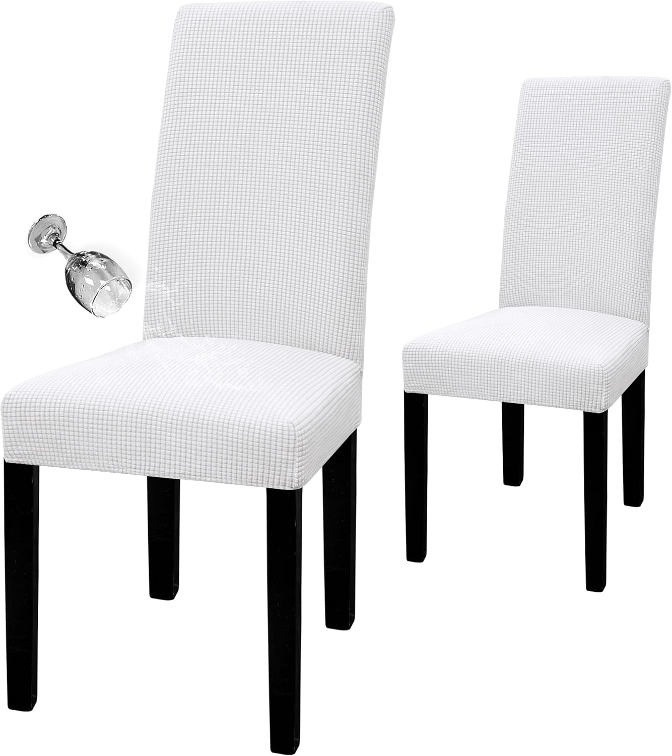 Easy-Going 100% Waterproof Dining Room Chair Cover Set of 6, Stretch Jacquard Parson Chair Slipcover Removable Washable Chair Protector for Home, Restaurant, Banquet (Large, Light Gray)