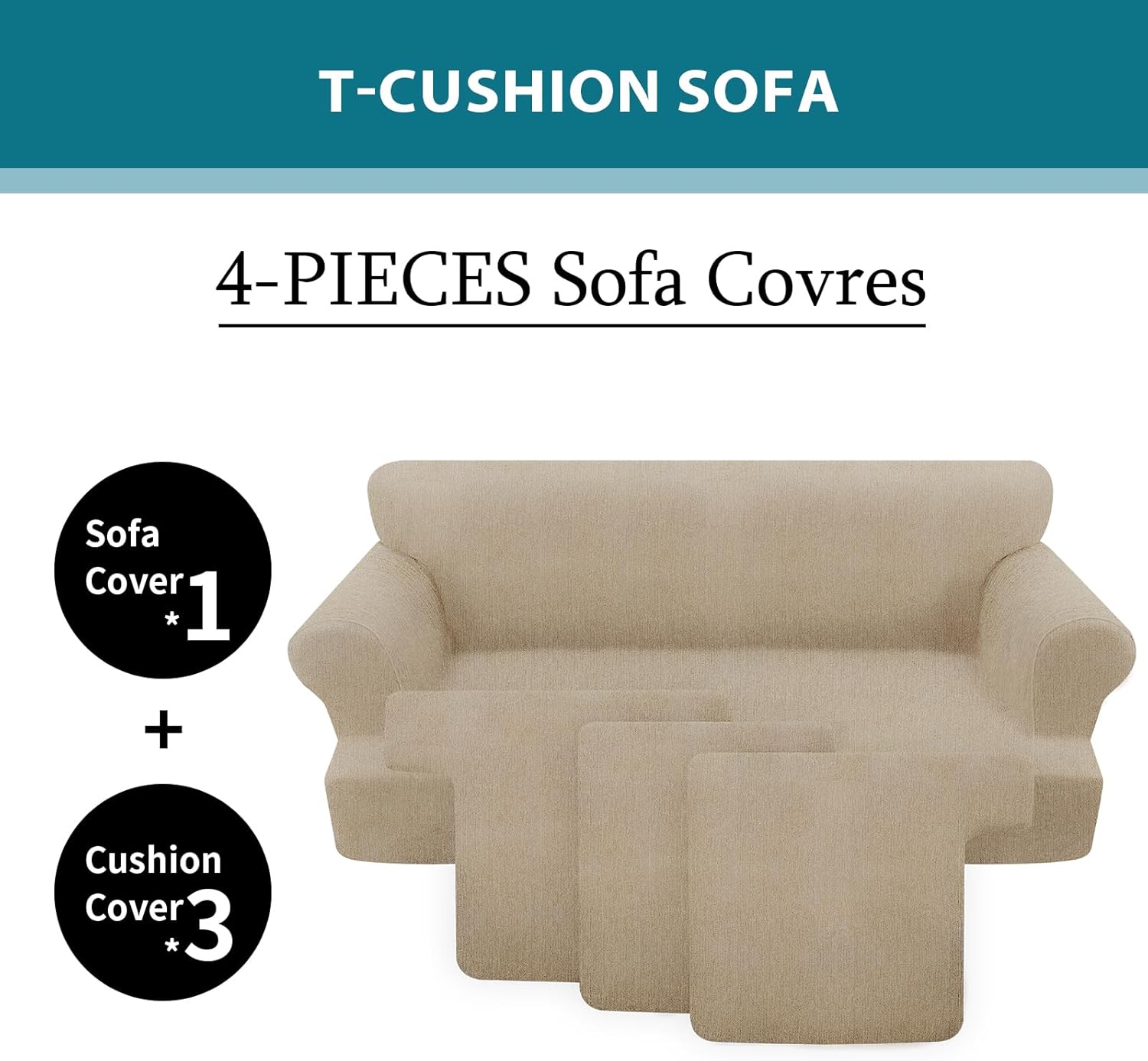 2 Pieces T Cushion Chair Covers