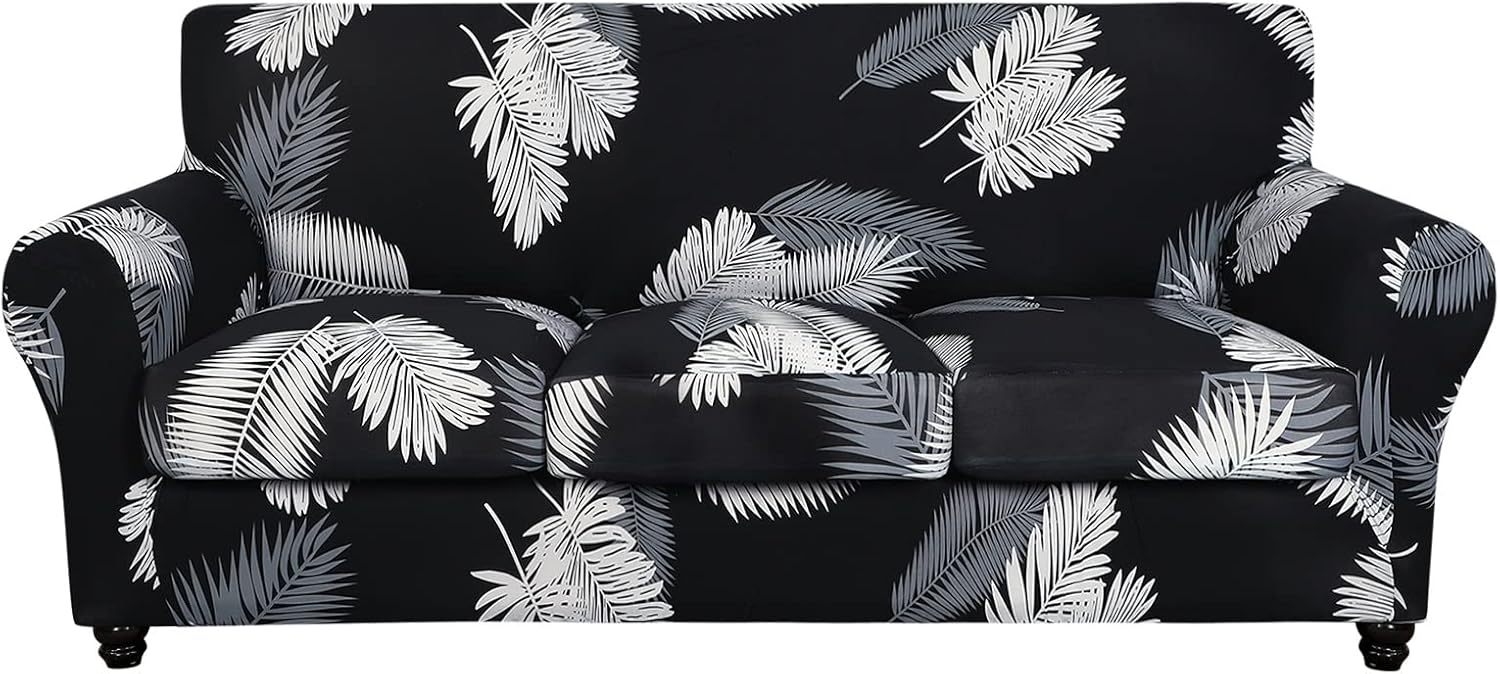 SearchI Stretch Sofa Cover Printed Couch Covers, Floral Pattern 2 Piece Armchair Slipcover with Separate Chair Cushion Cover, Washable Furniture Protector for Living Room(Armchair, Ball Flower)