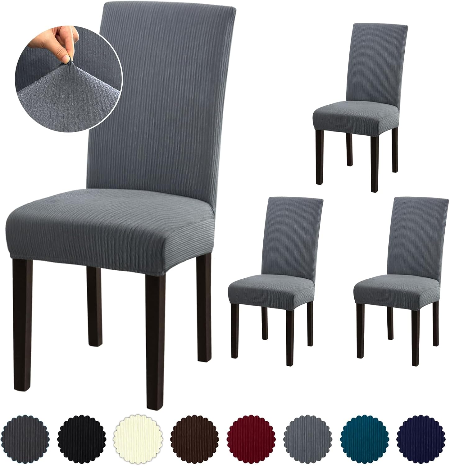 Stretch Dining Room Chair Covers Set of 6, Removable Washable Chair Covers for Dining Chairs,Dining Room, Hotel, Ceremony