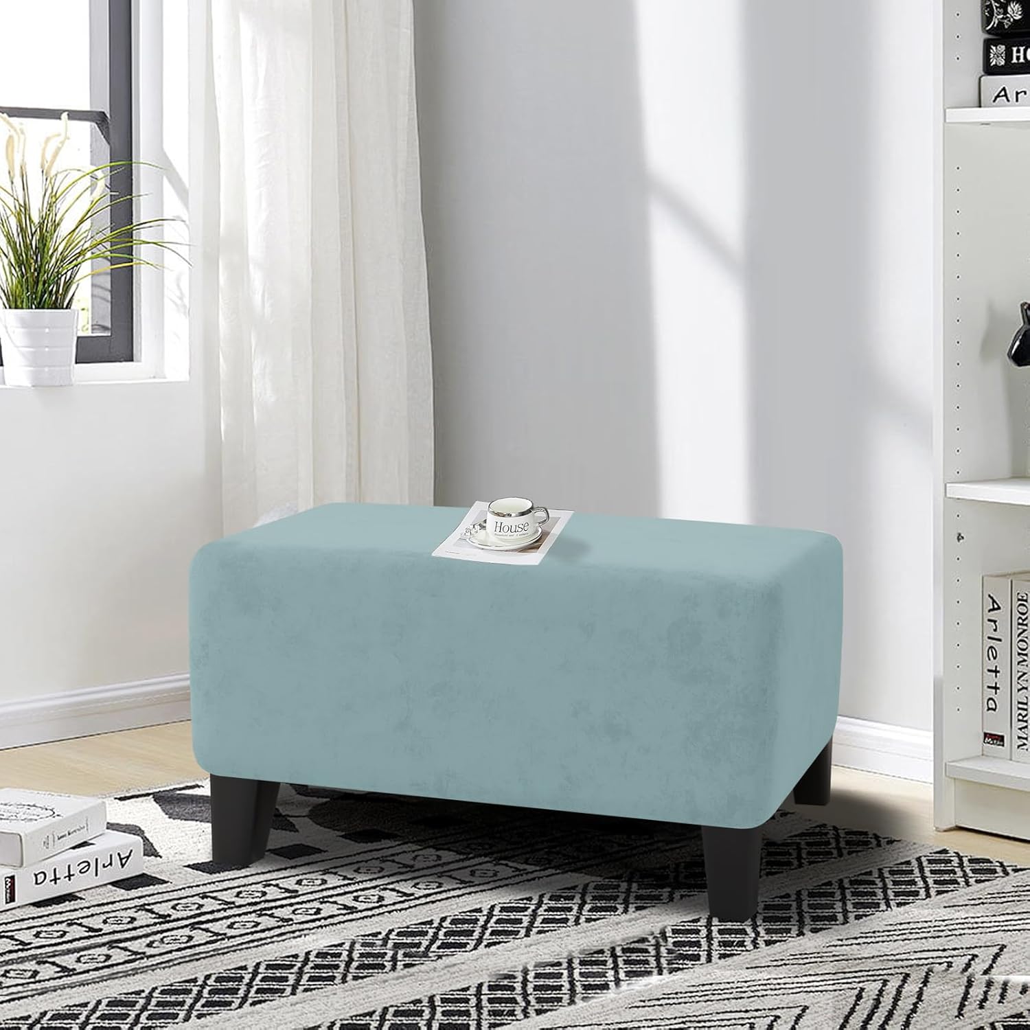 Velvet Ottoman Cover Rectangular