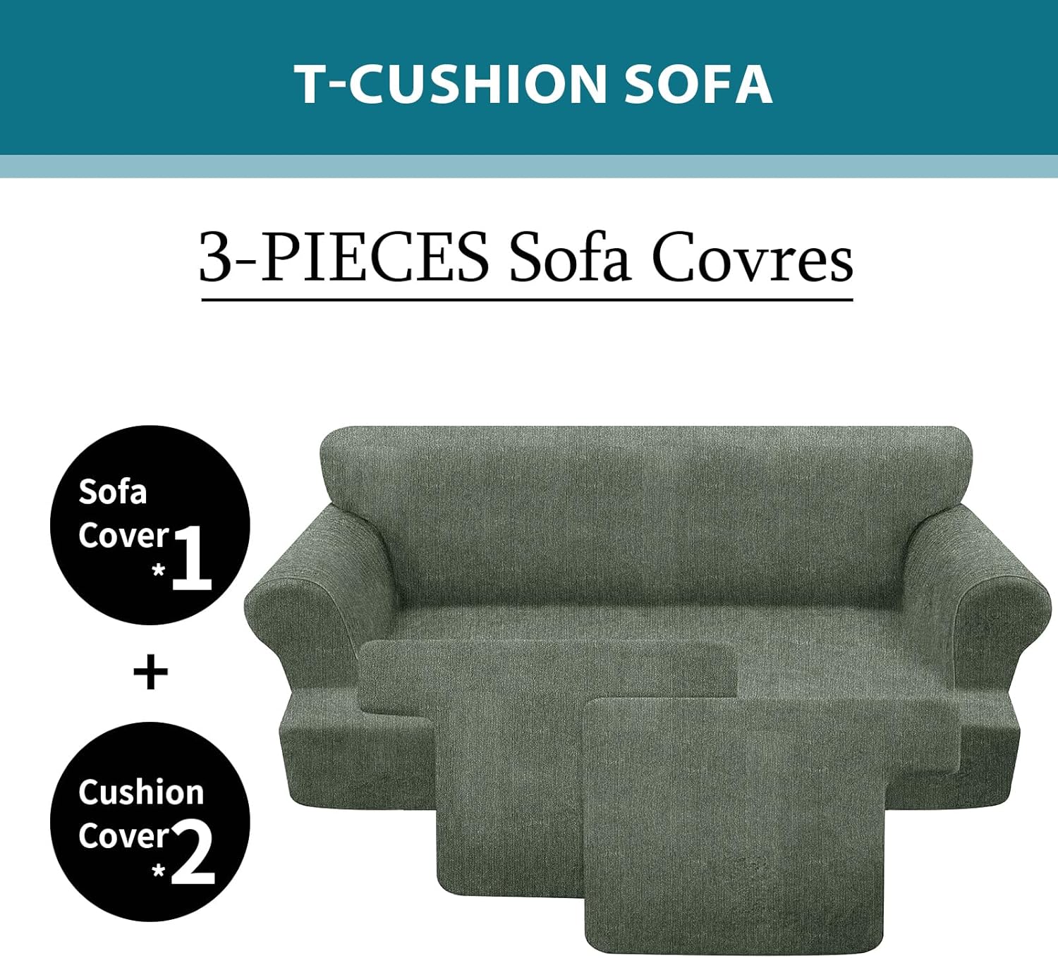 2 Pieces T Cushion Chair Covers