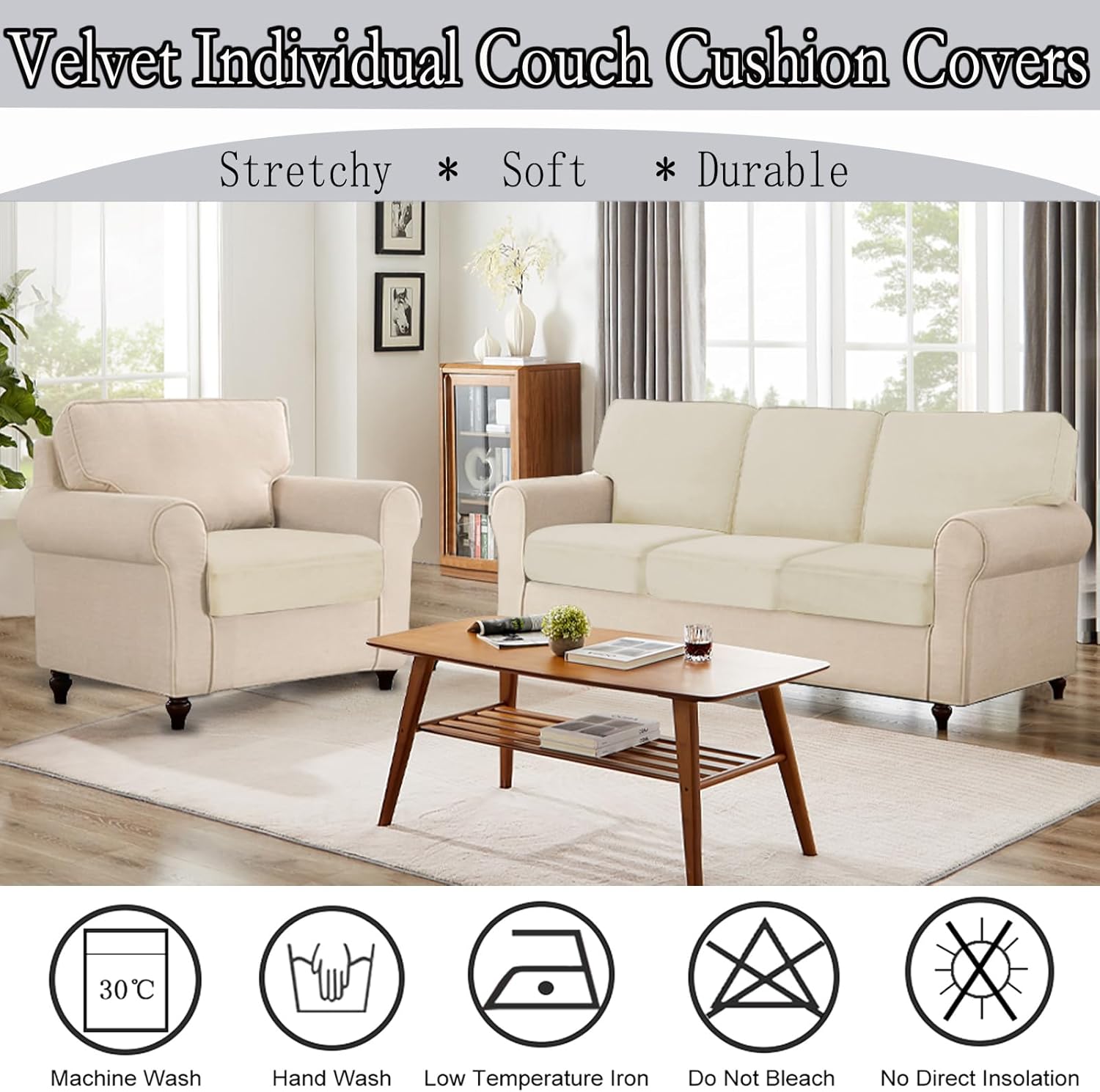 NAISI Sectional Couch Cover 4 Pieces Velvet Separate Couch Cushion Covers L Shape Soft Stretch Sofa Slipcovers with 2pcs Pillowcases for Left/Right Chaise Sectional Couch(3 Seater+1 Chaise,Dark Grey)