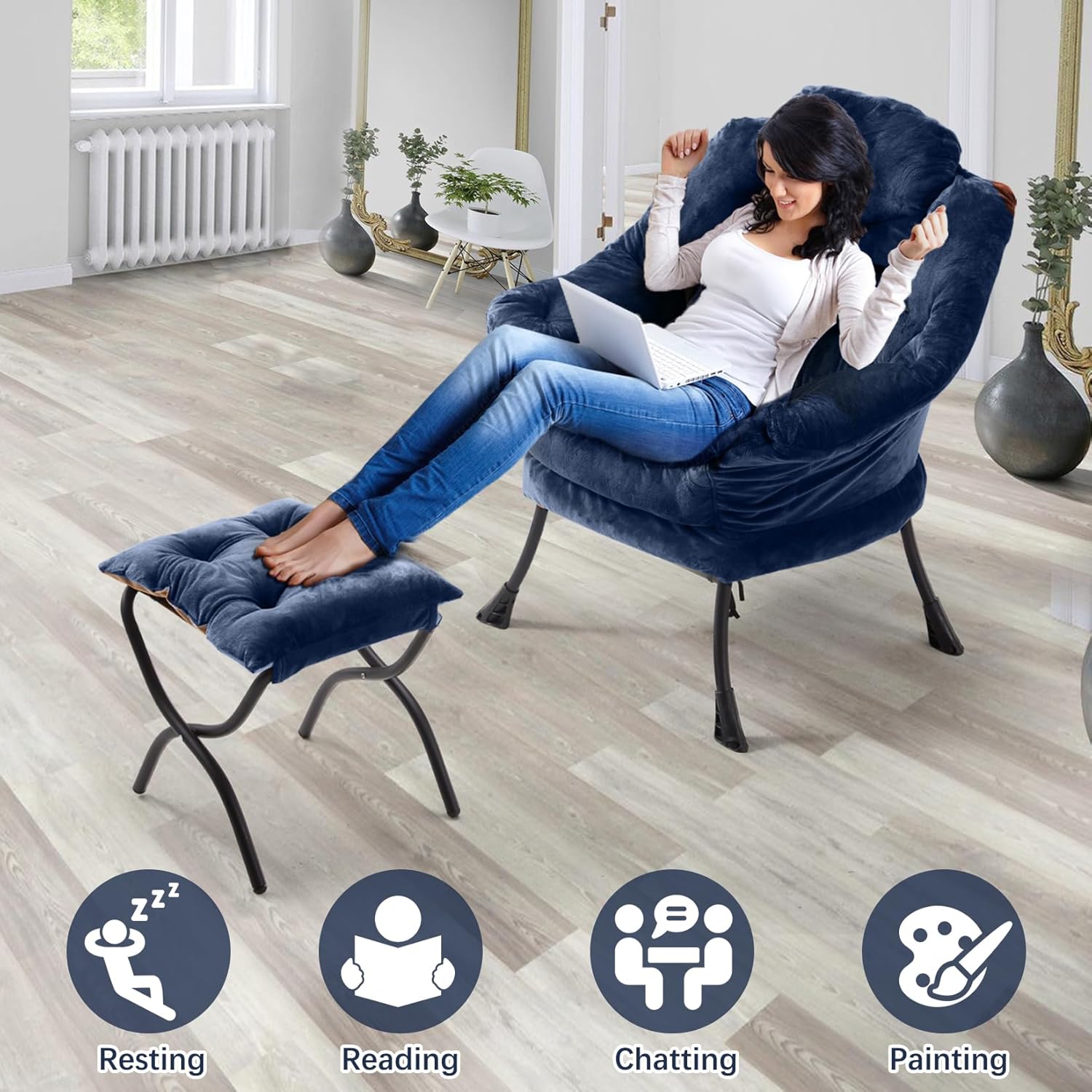 Lazy Chair with Folding Ottoman