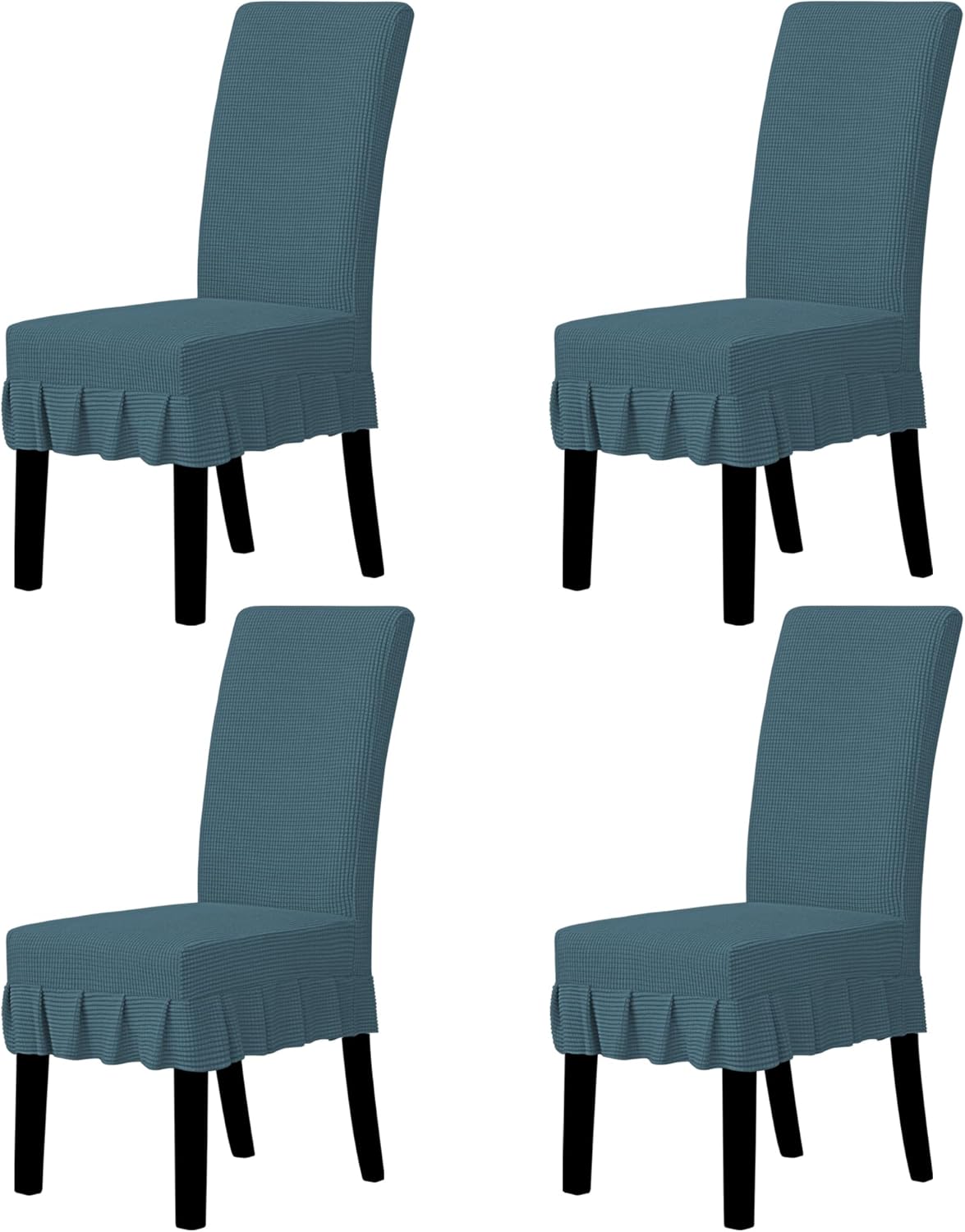 Easy-Going Dining Chair Covers Stretch Parsons Chair Slipcover with Skirt Chair Covers for Dining Room Restaurant Banquet (2 PCS, Light Gray)