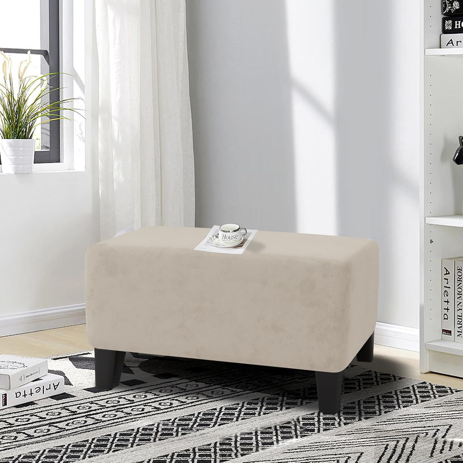 Velvet Ottoman Cover Rectangular