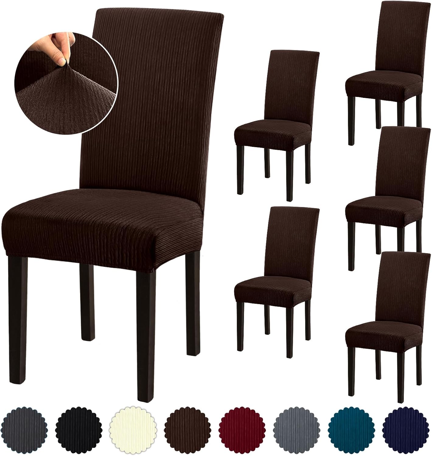 Stretch Dining Room Chair Covers Set of 6, Removable Washable Chair Covers for Dining Chairs,Dining Room, Hotel, Ceremony