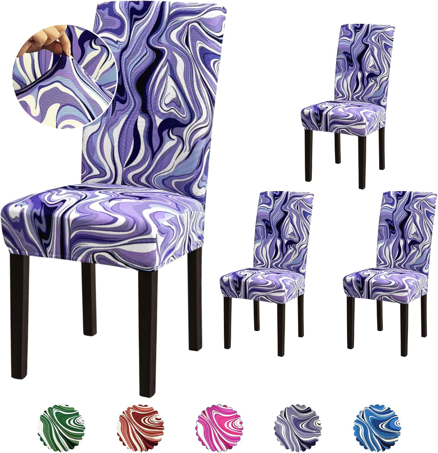 Stretch Dining Room Chair Covers Set of 6, Removable Washable Chair Covers for Dining Chairs,Dining Room, Hotel, Ceremony