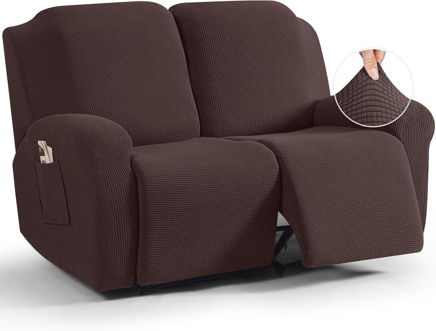 TAOCOCO Recliner Cover 4-Pieces, Recliner Stretch Sofa Slipcover, Recliner Cover 1 Seat, Couch Protector Soft, Furniture Protector Covers with Elastic,Chair Covers Jacquard Pattern (Grey)