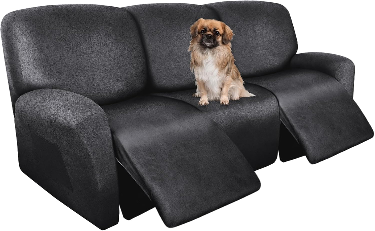 Leather Like Recliner Chair Covers Heavy Duty, 4 Pieces Lazy Boy Recliner Cover for Recliner Chair, Leather Cover for Recliner slipcovers Washable for Pets (Dark Brown)