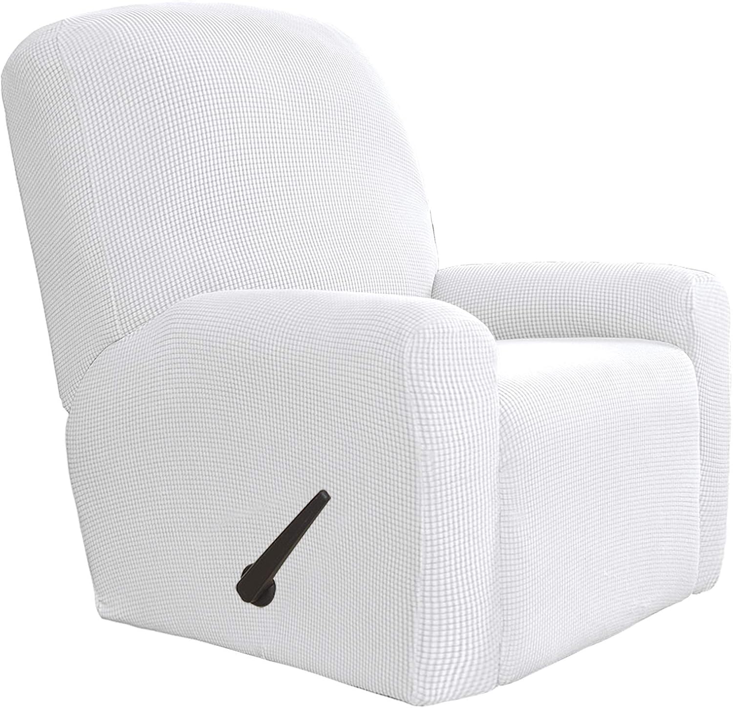 Easy-Going Recliner Stretch Sofa Slipcover Sofa Cover 4-Pieces Furniture Protector Couch Soft with Elastic Bottom, Spandex Jacquard Fabric Small Checks(Recliner,Dark Gray)